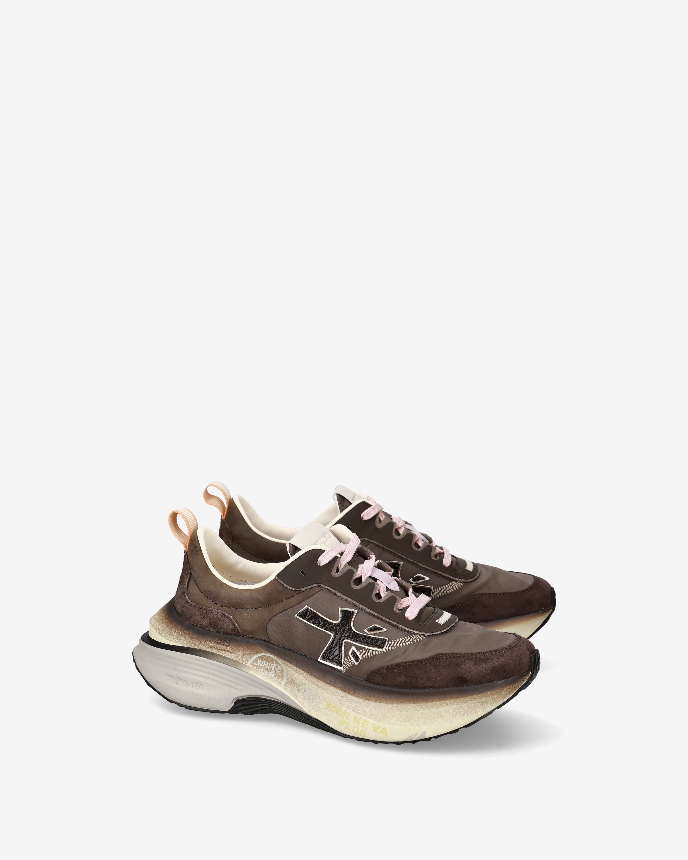 Premiata Hill 7896 baskets marron femme semelle 5 cm