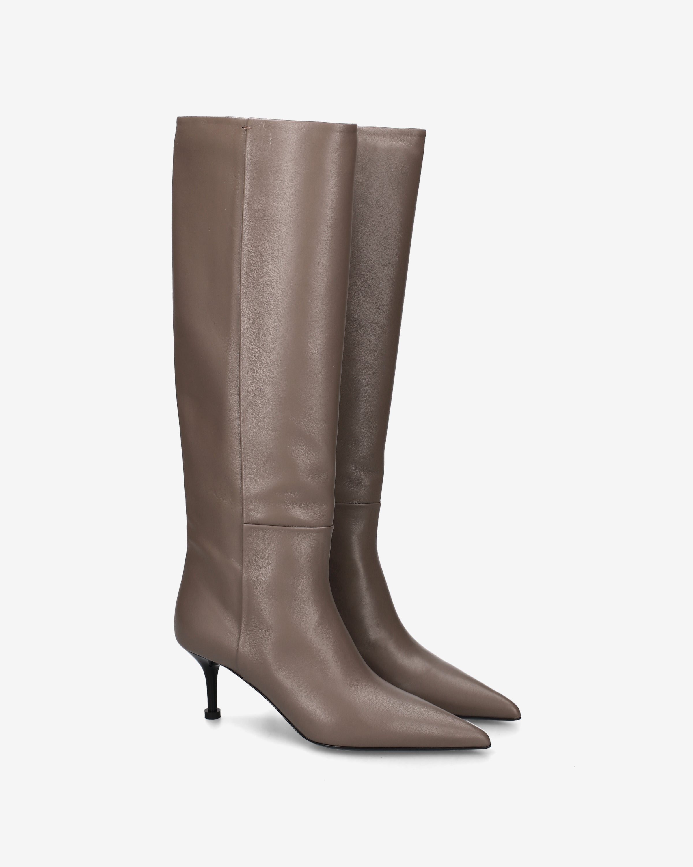 Premiata Boots bottes cuir taupe talon 6,5 cm