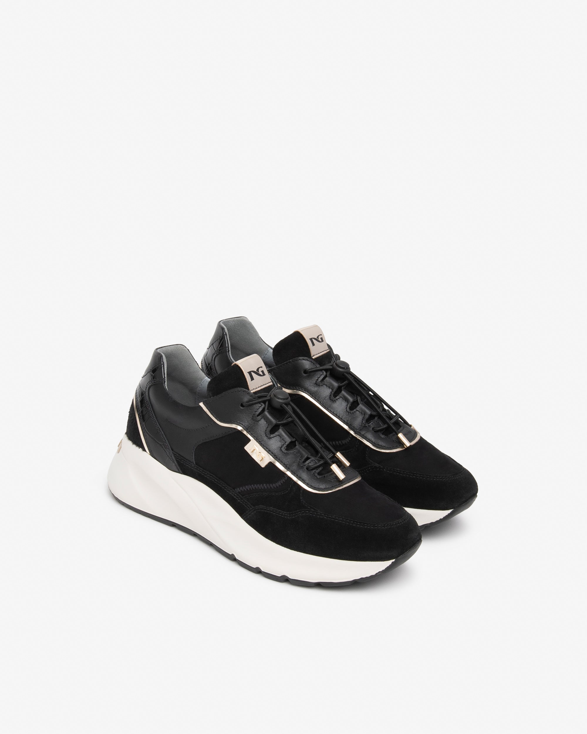 Nero Giardini Sneakers femme cuir toile semelle 45 mm