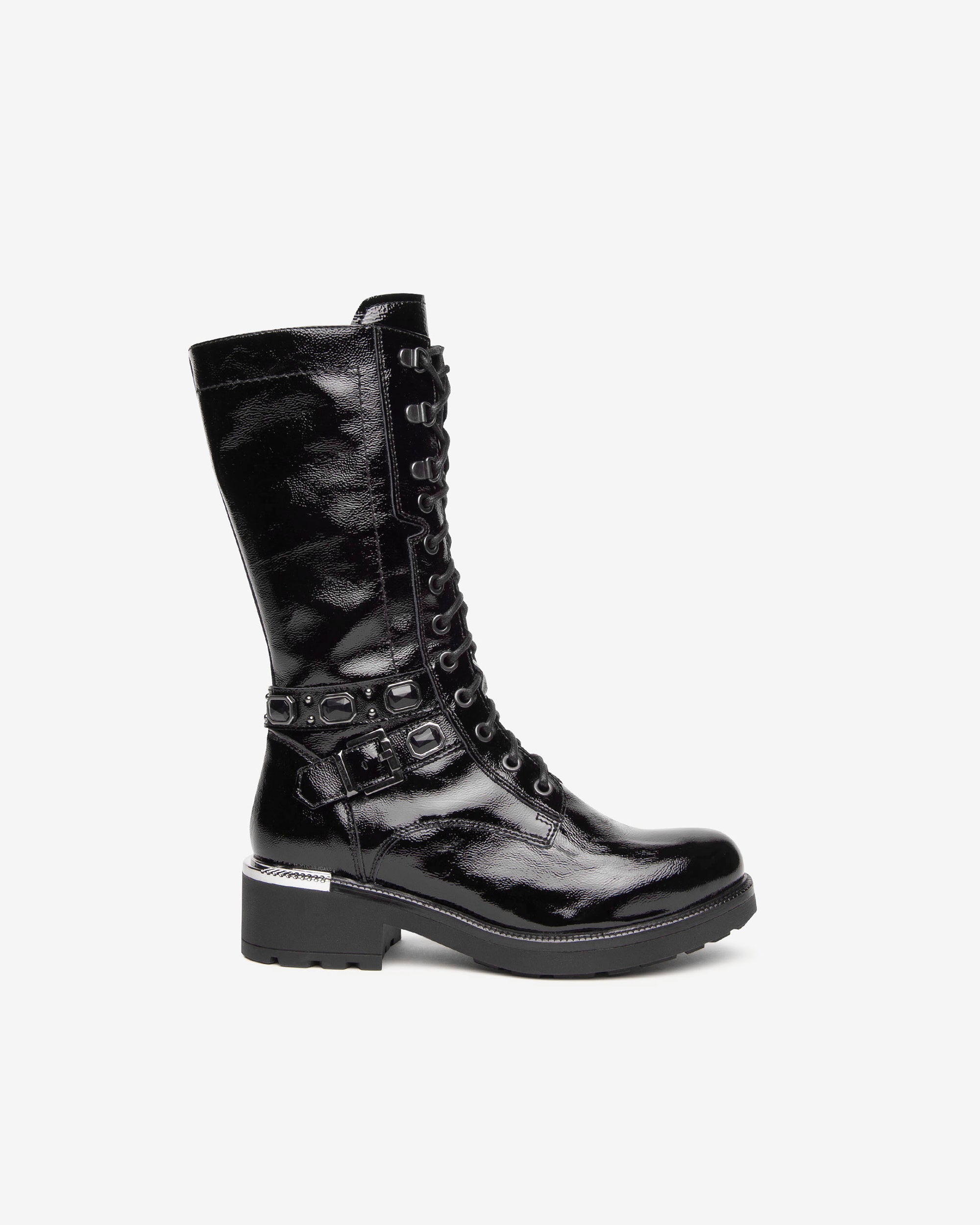 Nero Giardini Boots bottines vernies lacets talon 4 cm