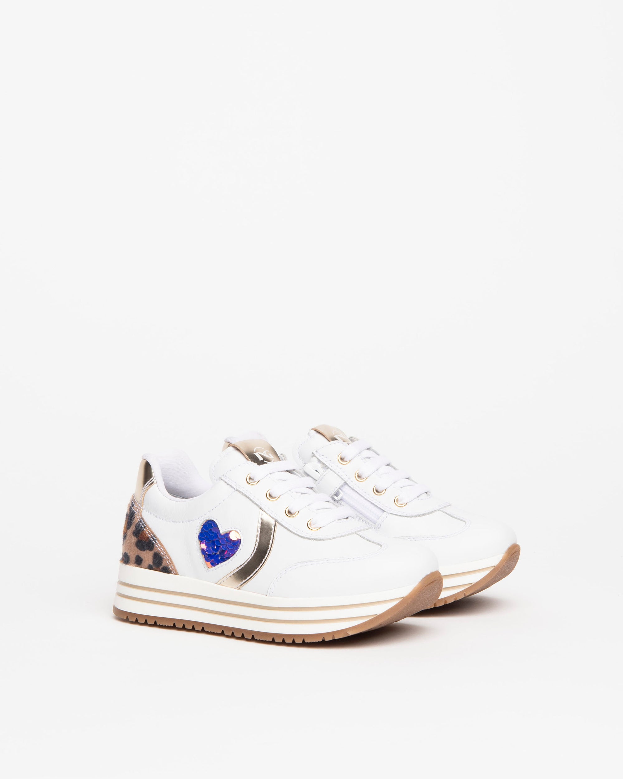 Nero Giardini Sneakers baskets cuir fille zip cœur