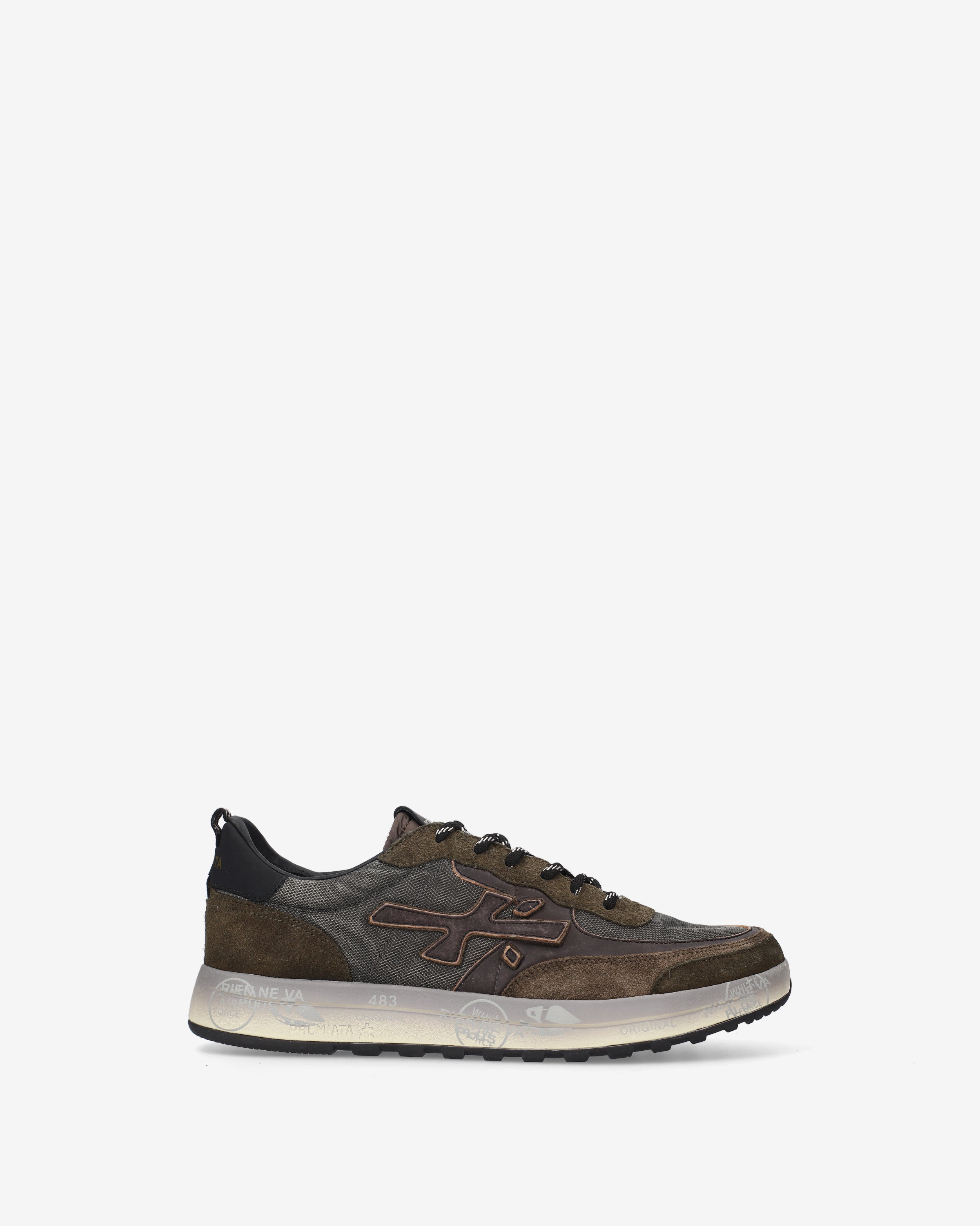 Premiata Nous 8685 baskets homme vert olive marron