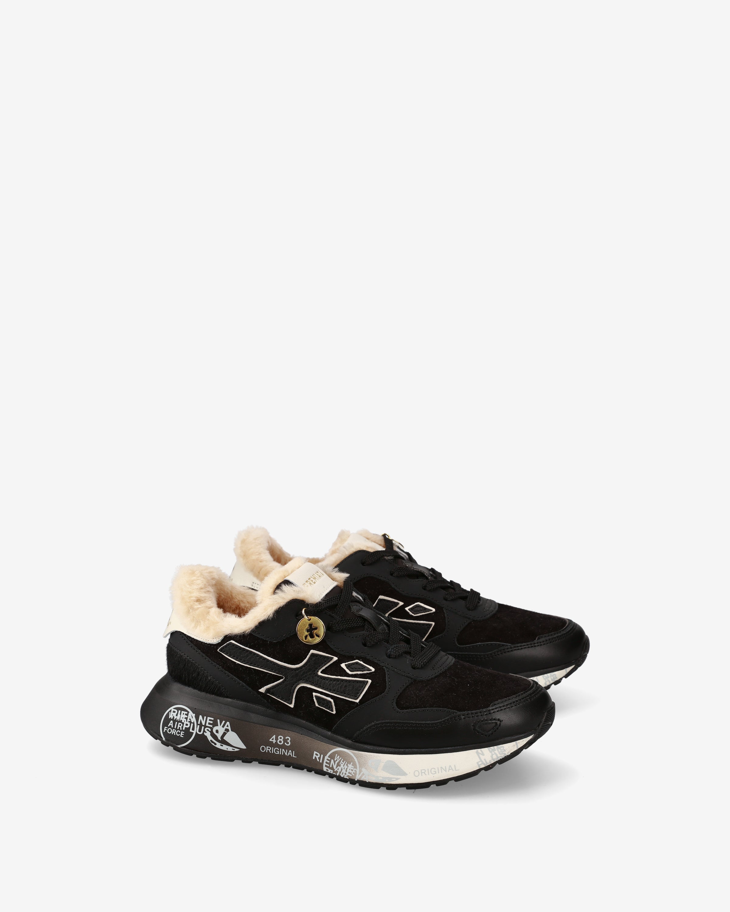 Premiata Lauryn 7803m baskets noir daim fourrure femme