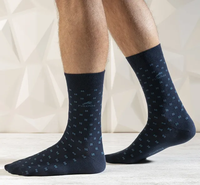 Fluchos CA0009 chaussettes homme bleu carreaux taille unique
