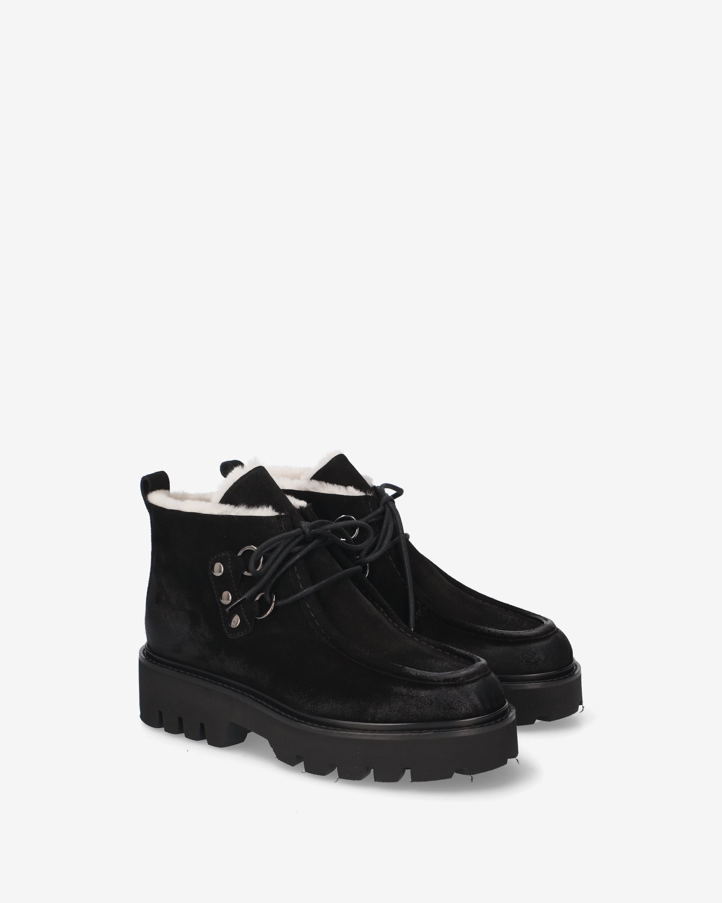 Premiata boots femme daim noir fourré mouton