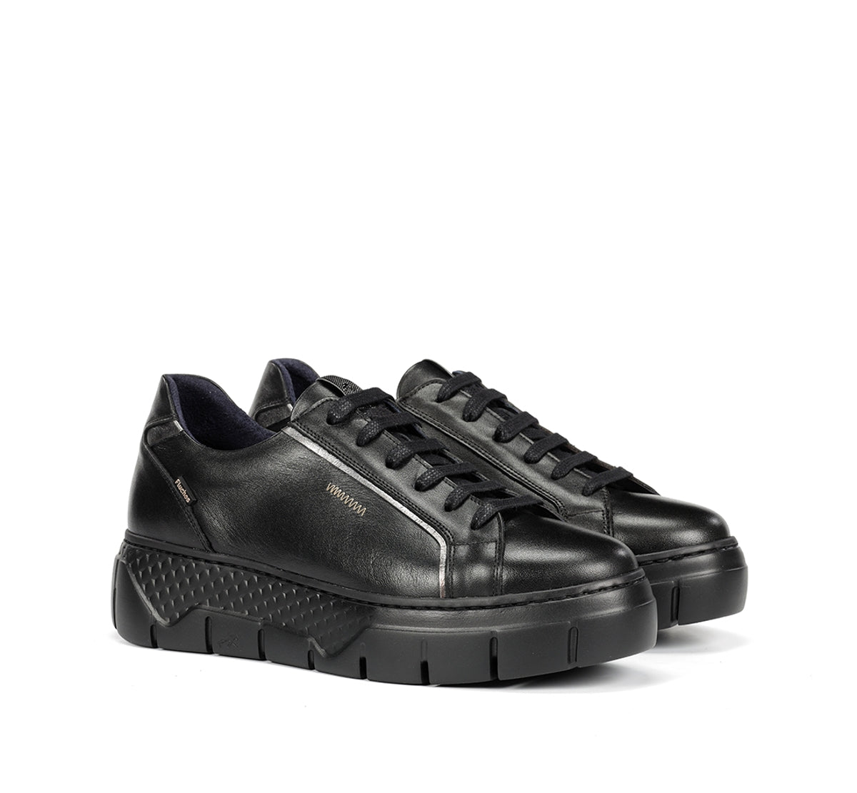 Fluchos Ilia F2305 baskets noir femme cuir compensé