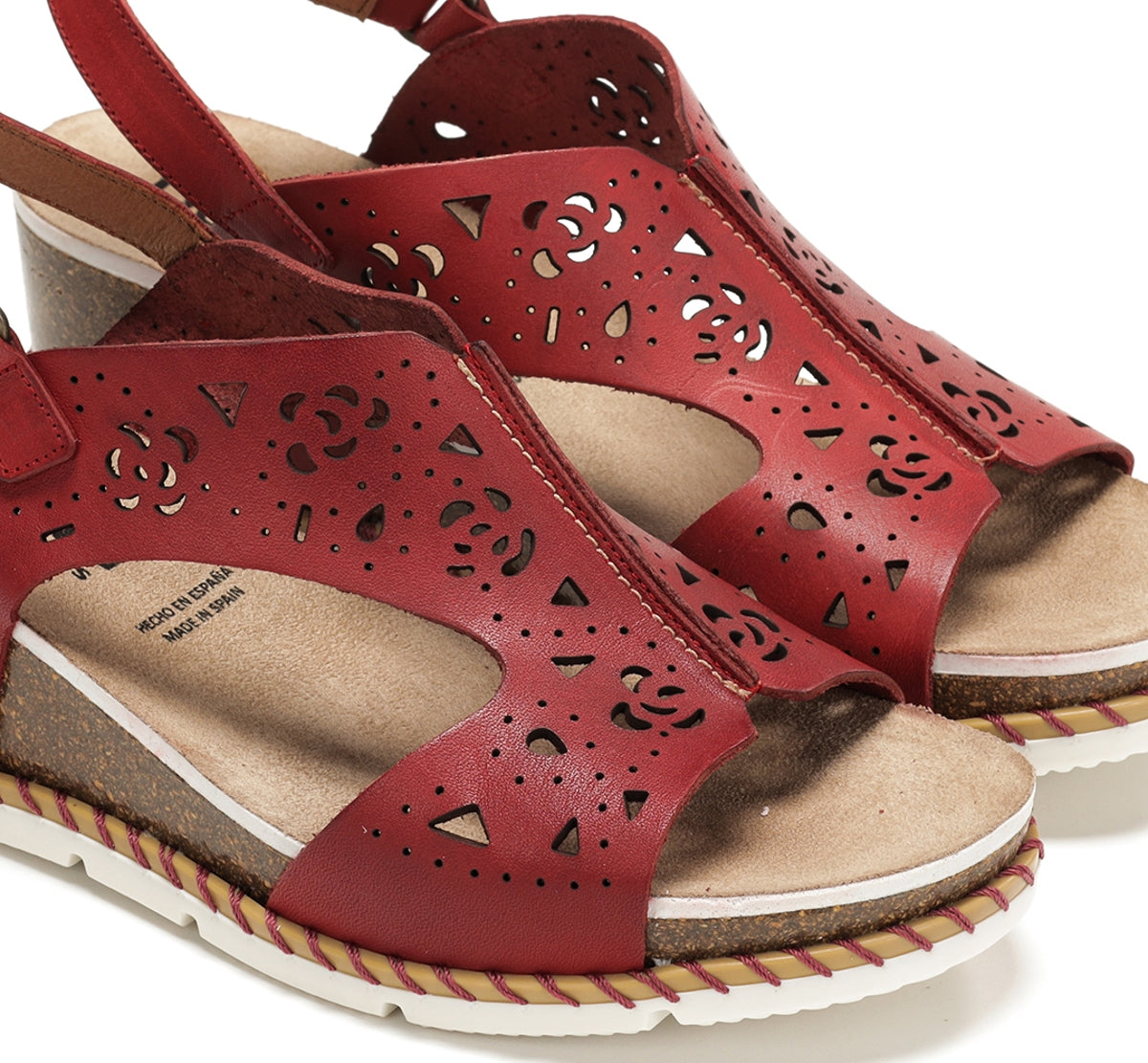 Dorking by Fluchos Gold D9319 sandales compensées rouges