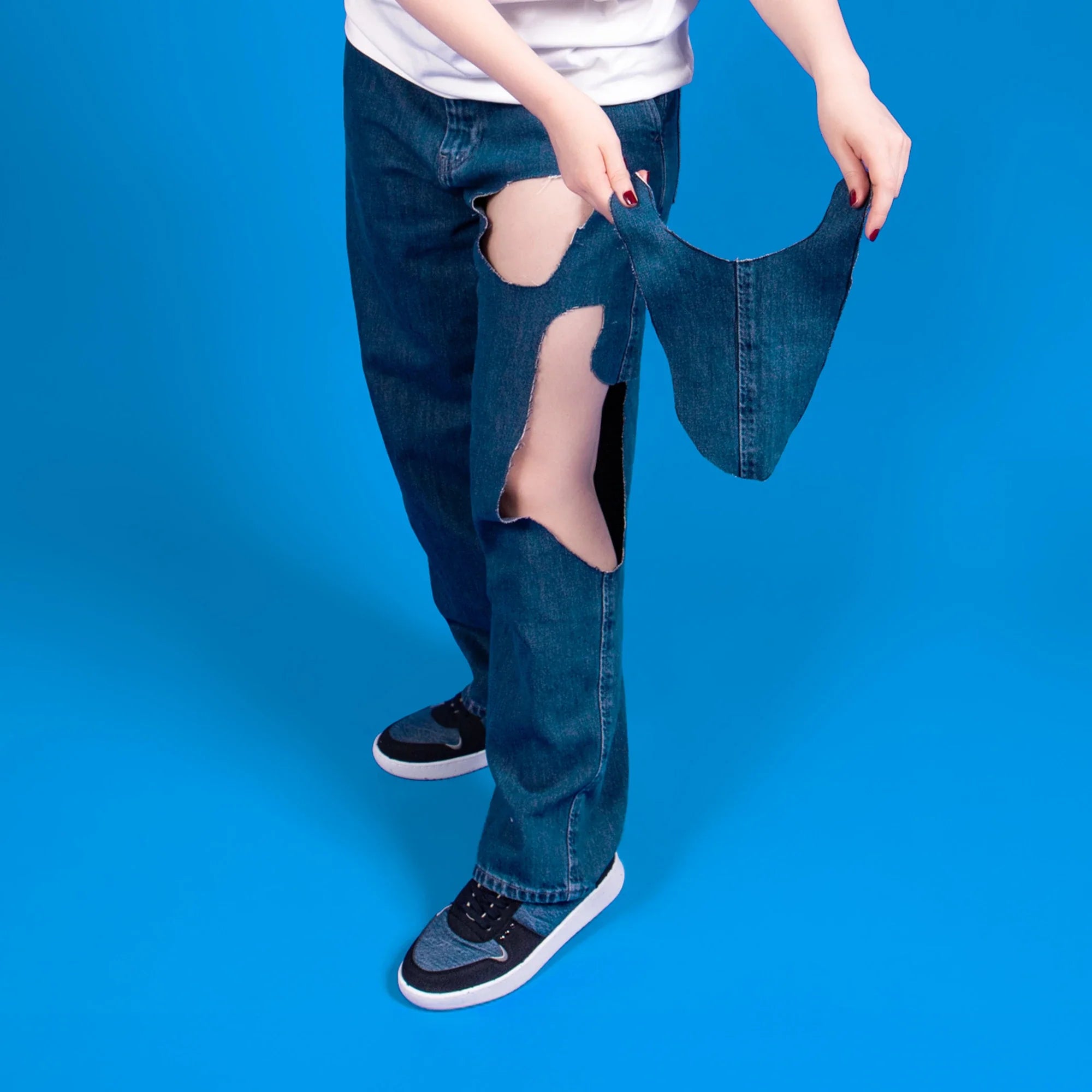Me.Land Evan basket jean upcyclé denim vegan bleue