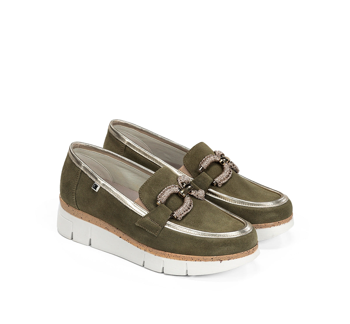 Dorking India D9298 mocassin vert cuir femme