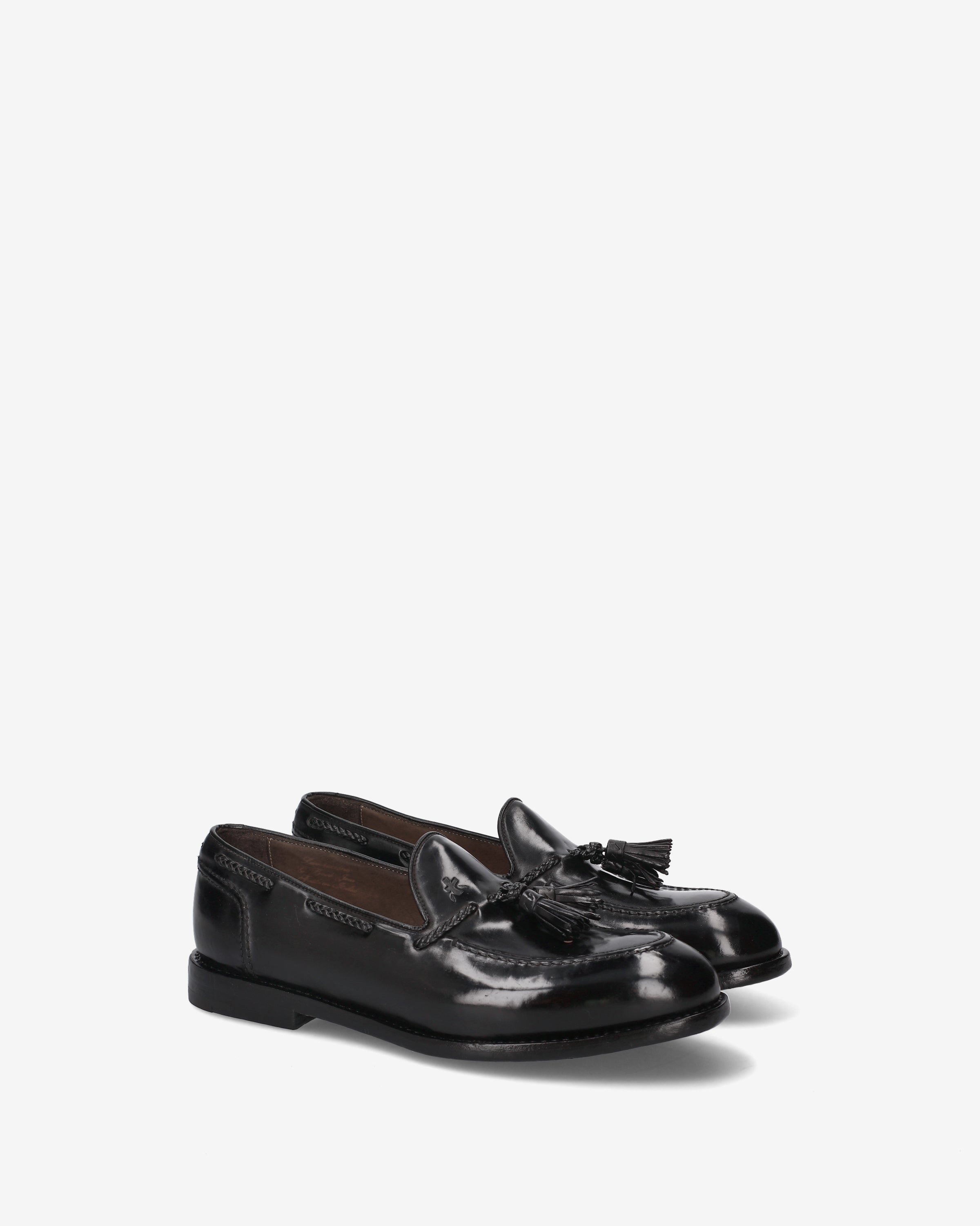 Premiata Loafers Mocassin Cuir Noir à Pompons
