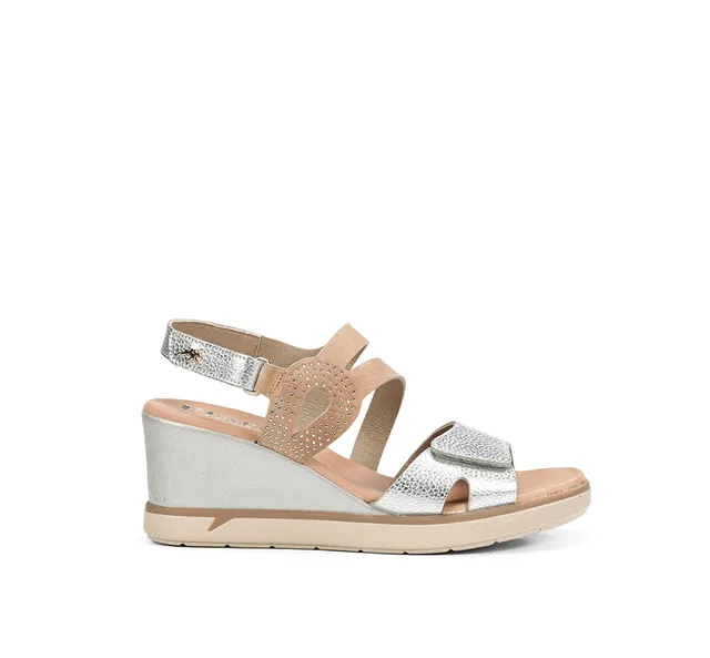 Fluchos Smash F2169 sandales femme argent compensées