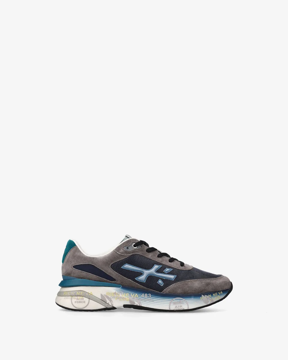 Premiata Moerun 7772 sneakers homme gris bleu mesh