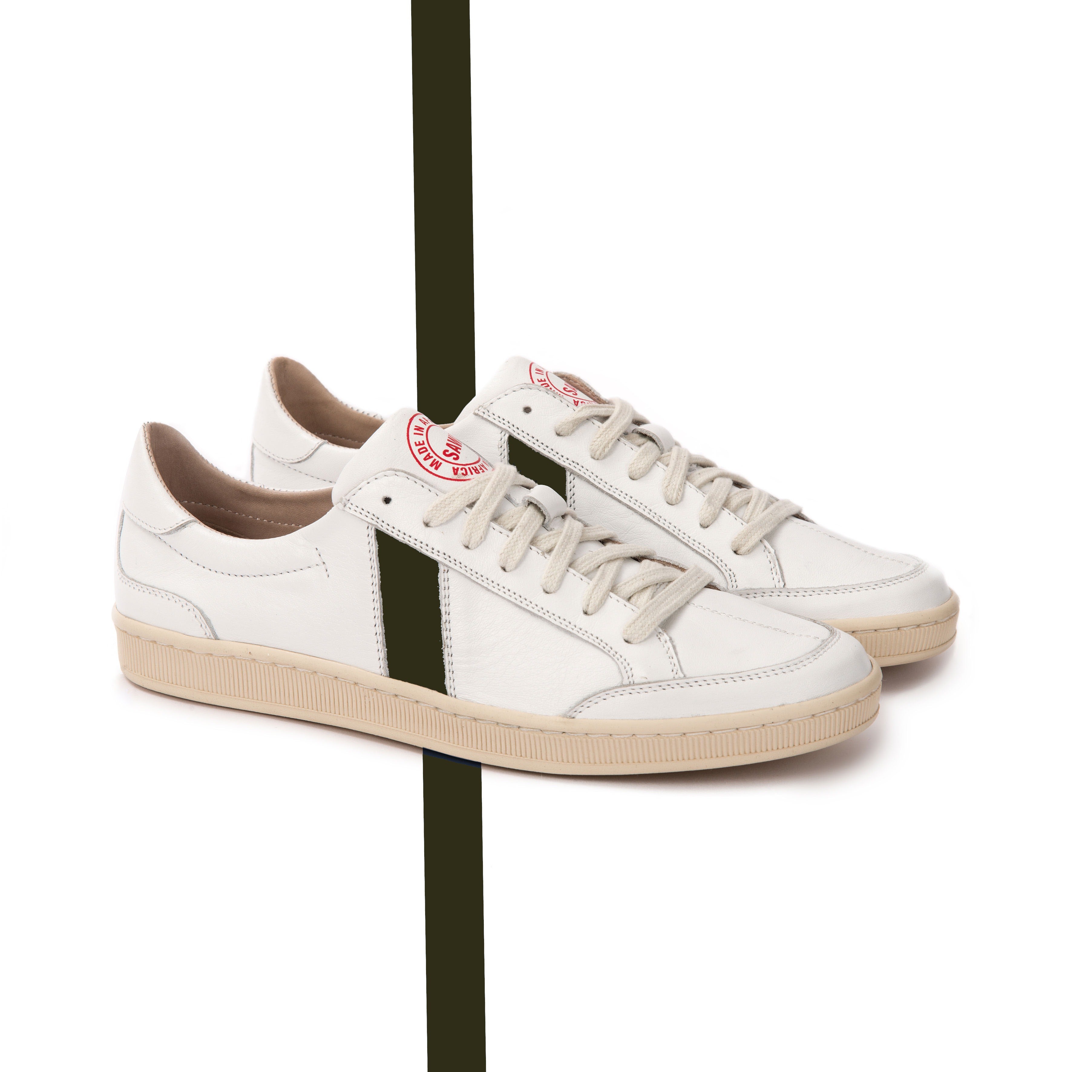Sawa Lafrica baskets cuir blanc olive 38