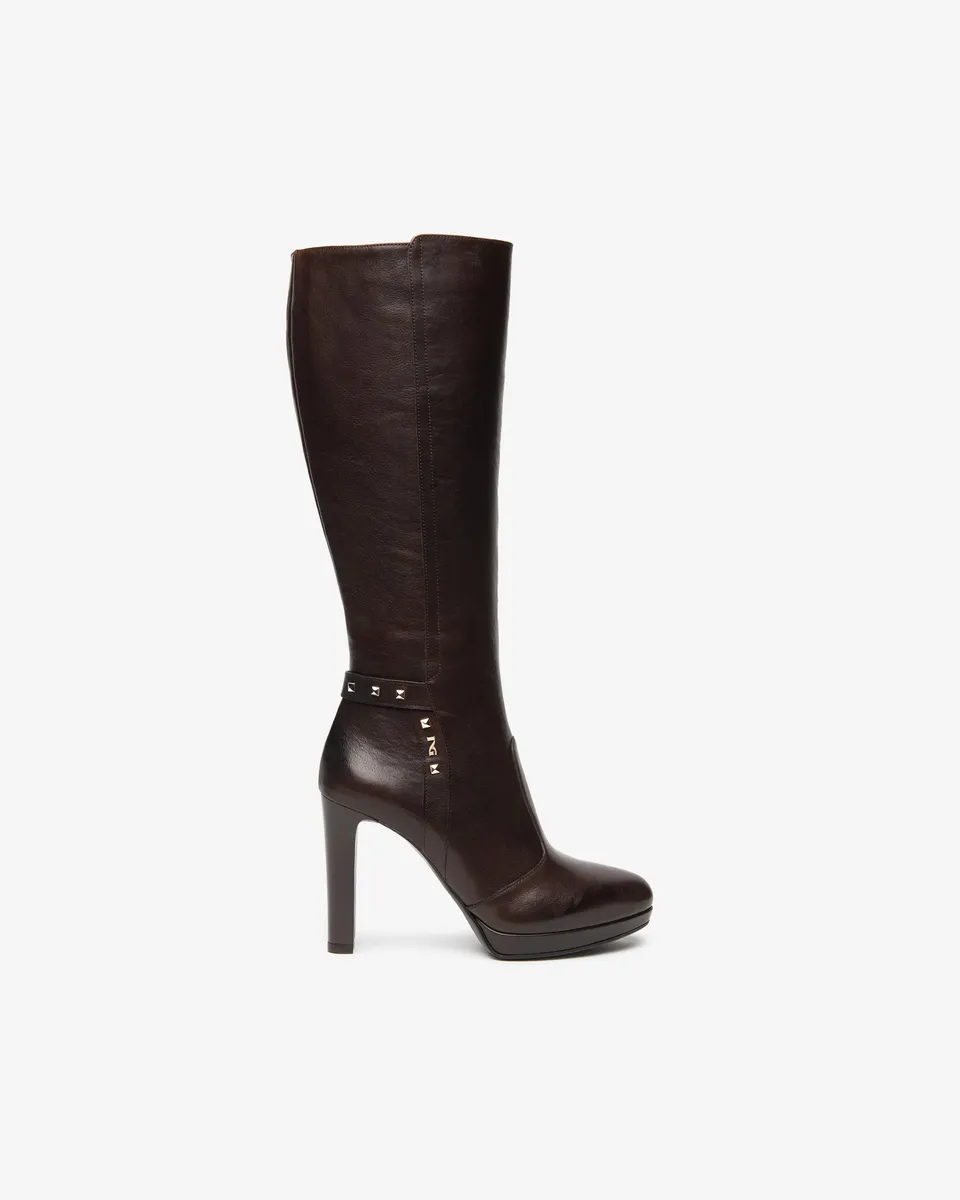 Nero Giardini Boots bottes cuir femme talon bloc 10 cm