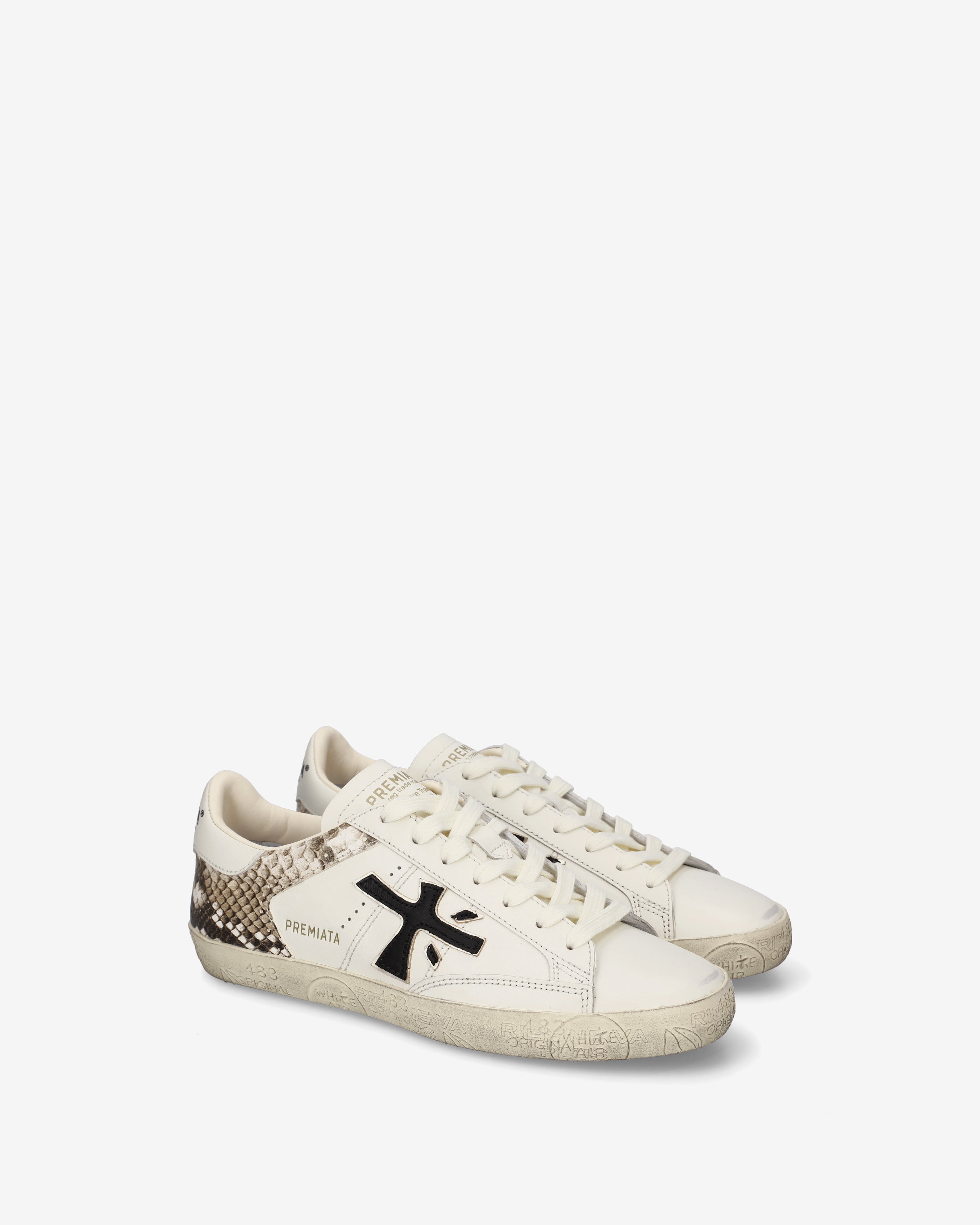 Premiata Stevend 8497 baskets cuir blanc cassé