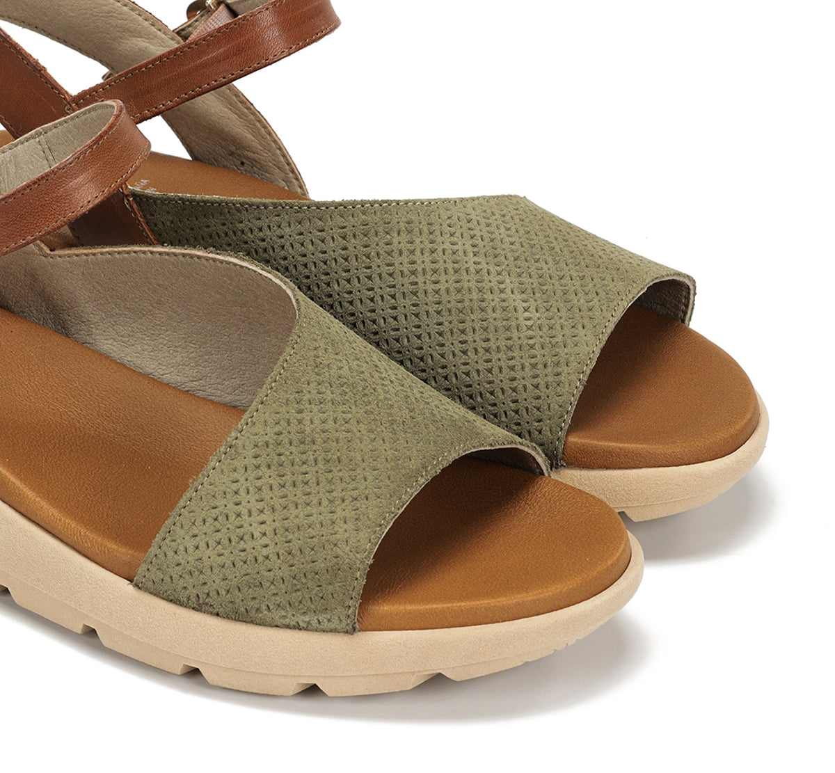 Dorking Gandia D9464 sandale verte femme boucle