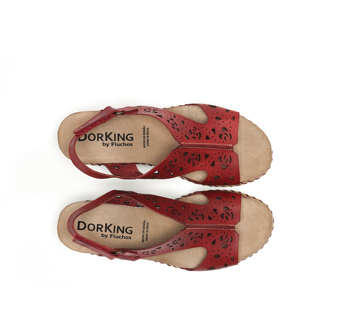 Dorking by Fluchos Gold D9319 sandales compensées rouges