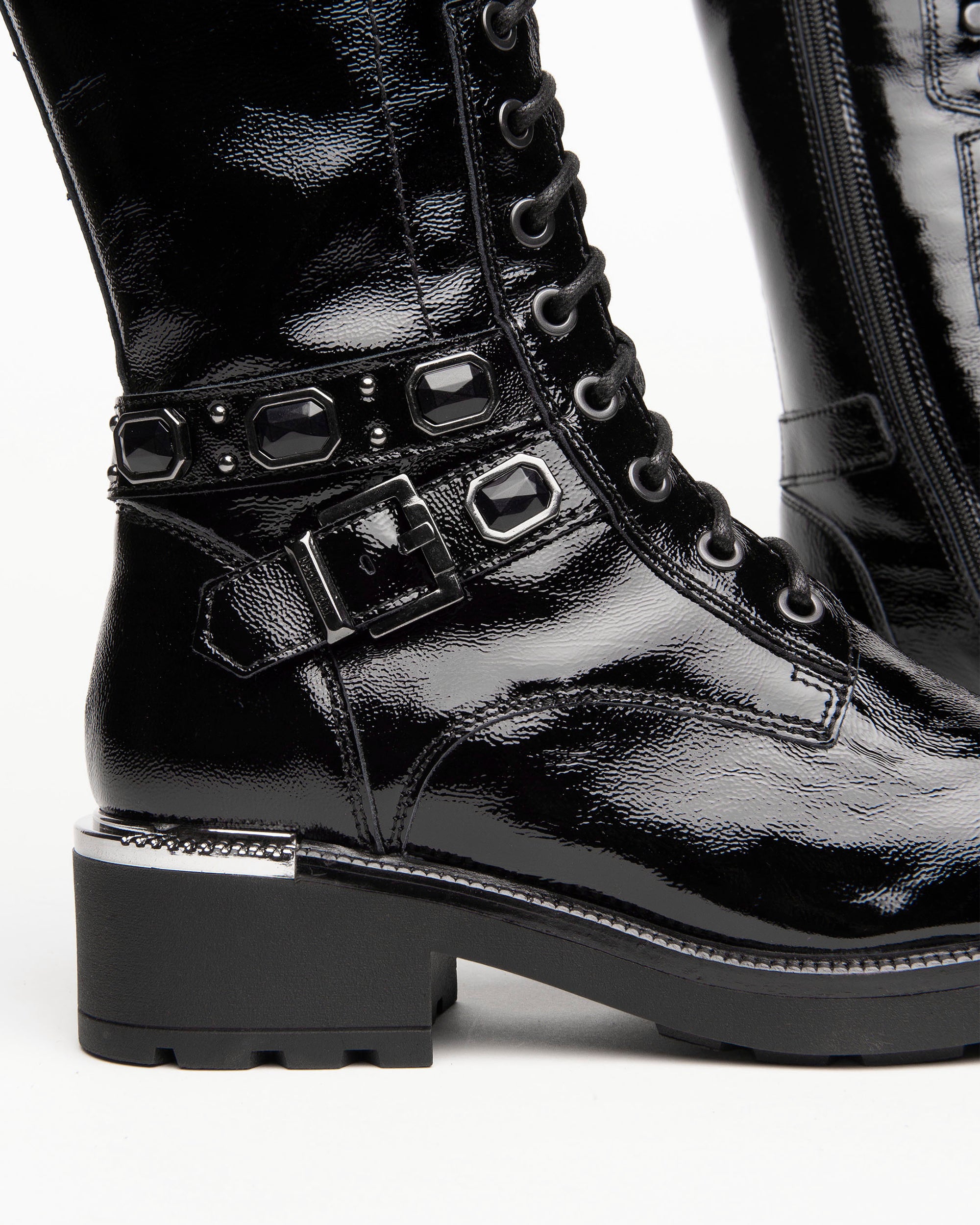 Nero Giardini Boots bottines vernies lacets talon 4 cm