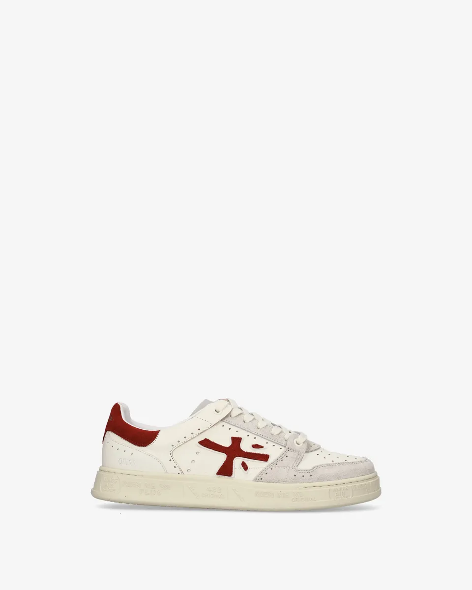 Premiata Quinn 8651 sneakers homme cuir crème rouge