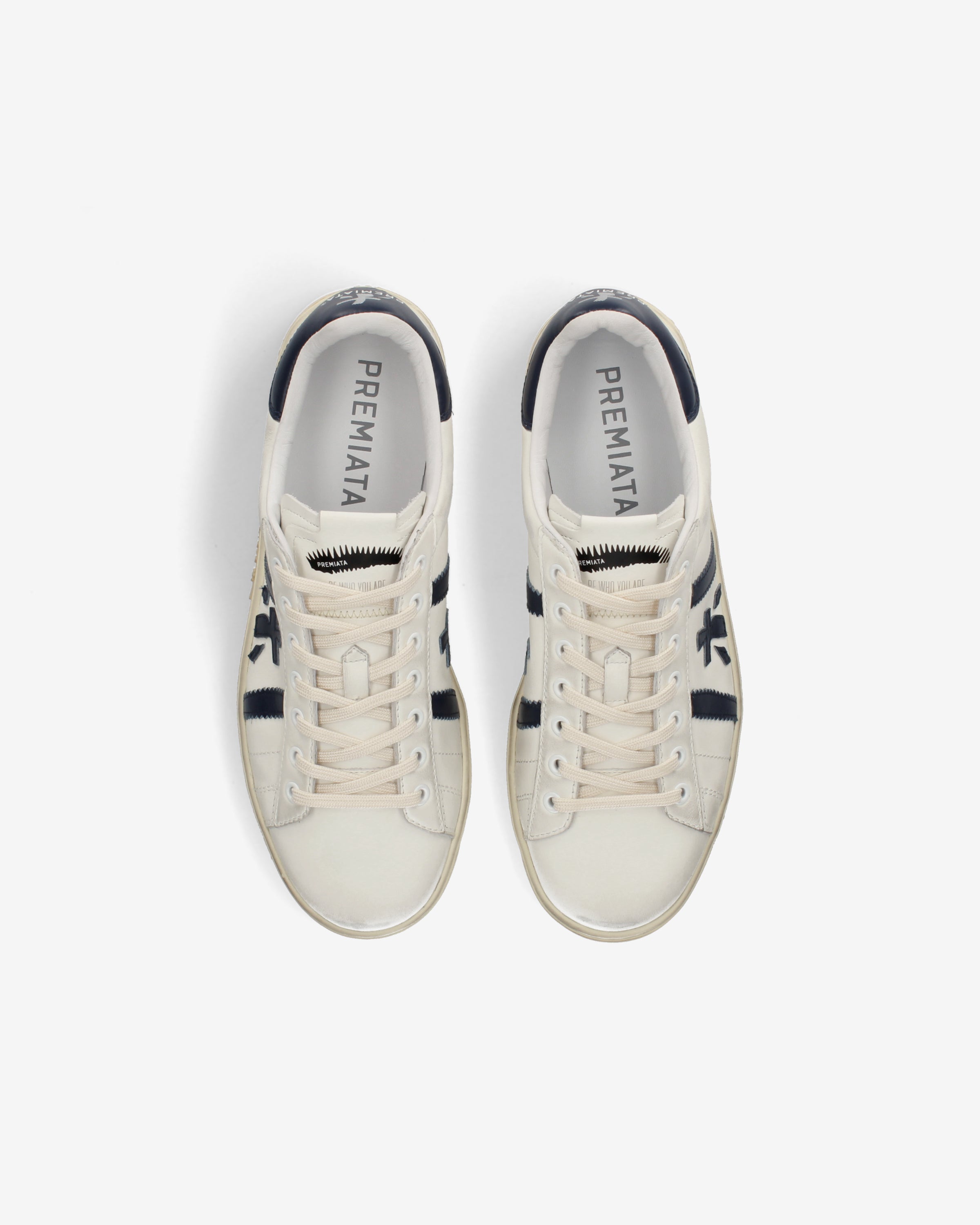 Premiata Russell 8028 baskets blanc cuir effet usé homme