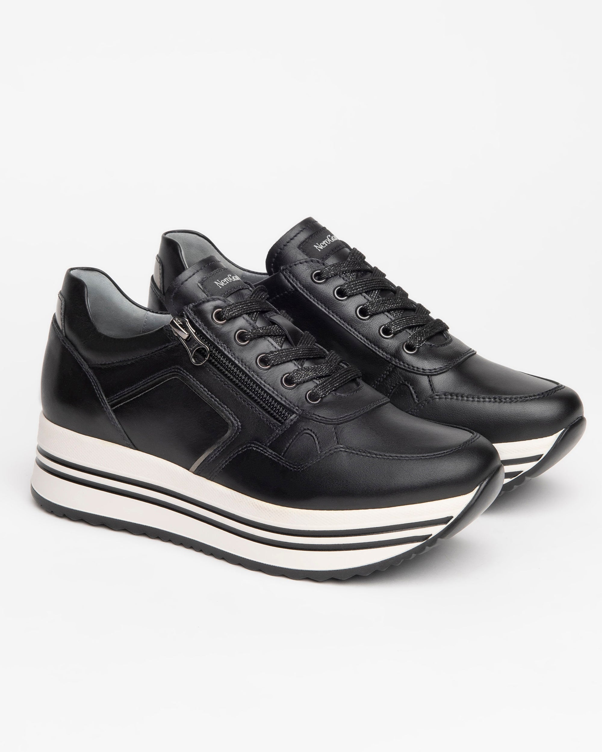 Nero Giardini Sneakers Baskets Femme Cuir Plateforme 38