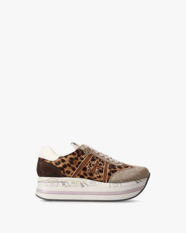 Premiata Beth 7741 sneakers daim beige imprimé animal 38