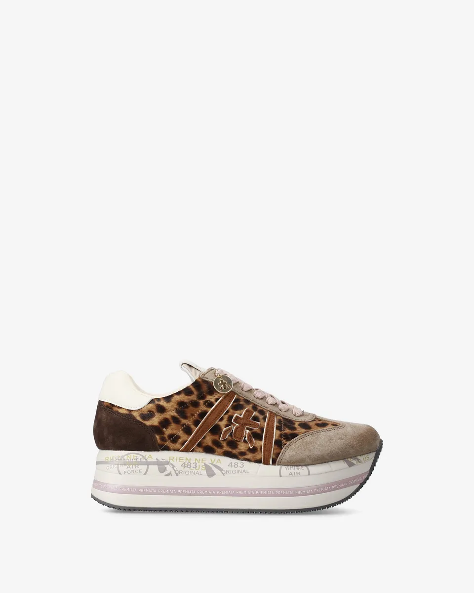 Premiata Beth 7741 sneakers daim beige imprimé animal 38