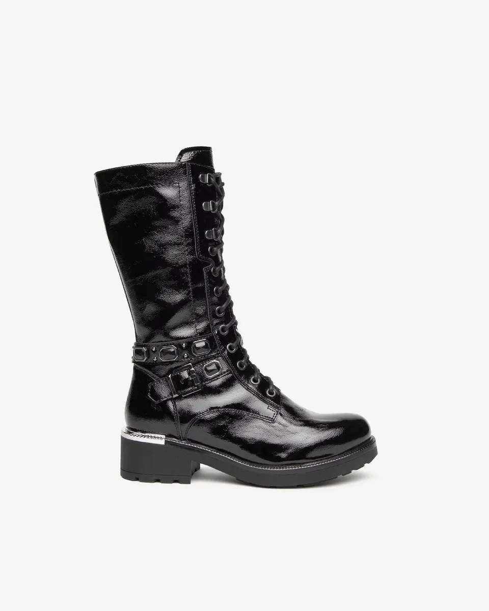 Nero Giardini Boots bottines vernies lacets talon 4 cm