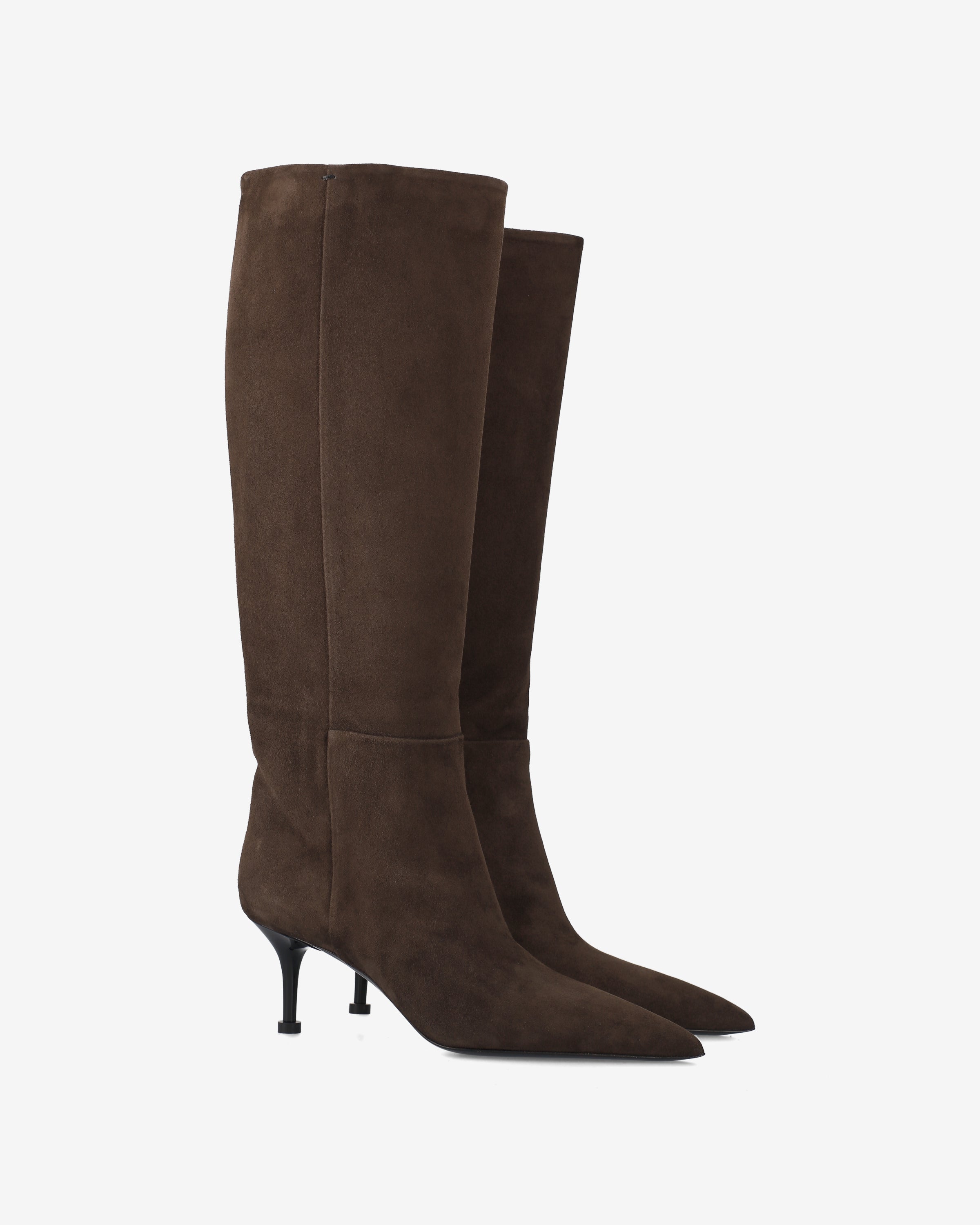Premiata bottes hautes femme daim marron talon 6,5 cm