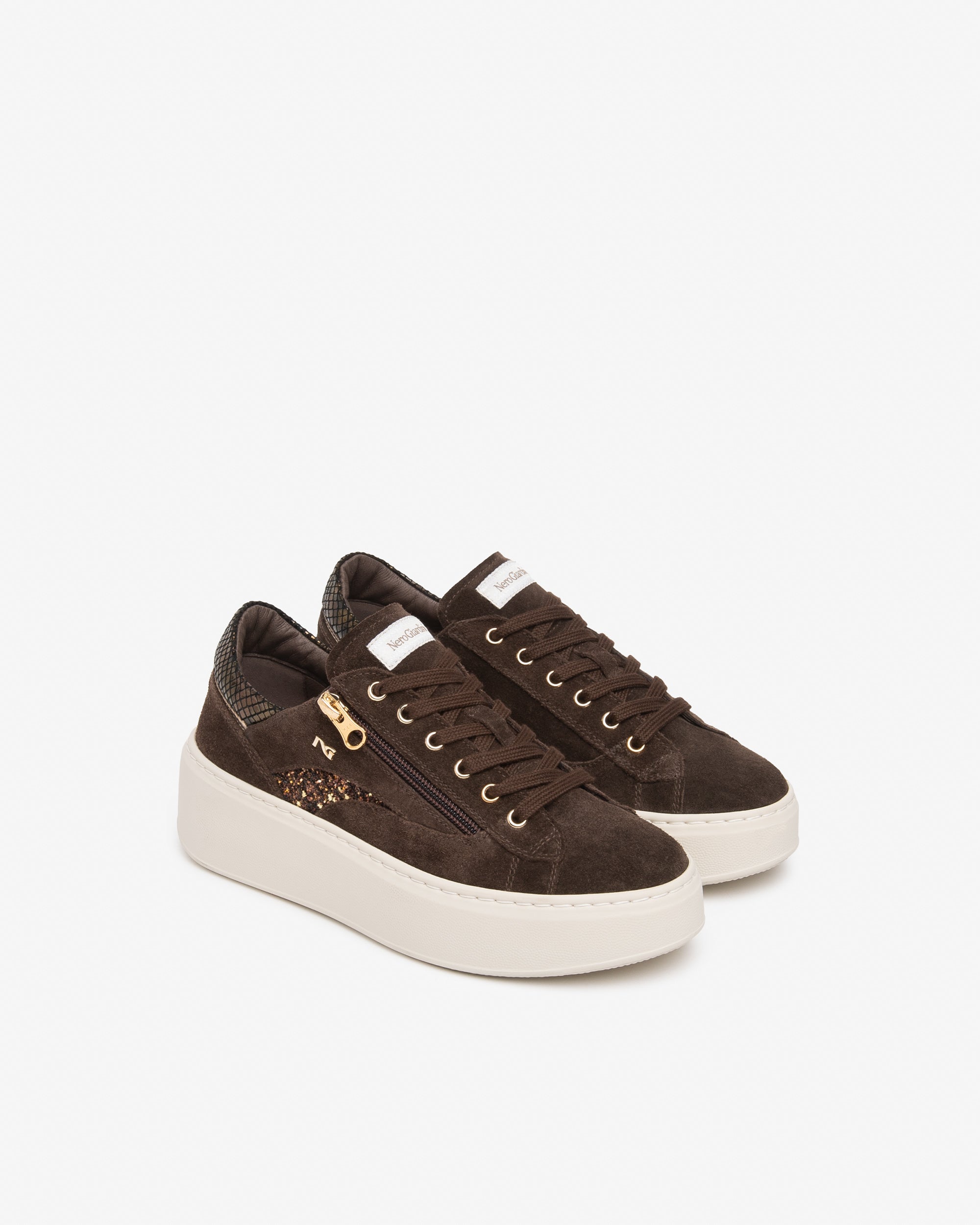 Nero Giardini Sneakers femme plateforme suède baskets zip
