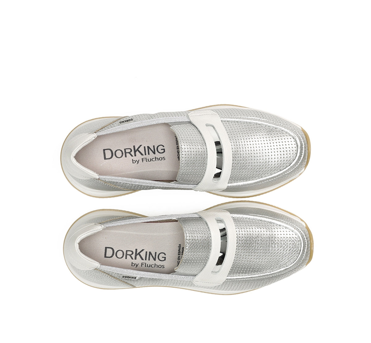 Dorking Draz D9243 mocassins femme argent plateforme