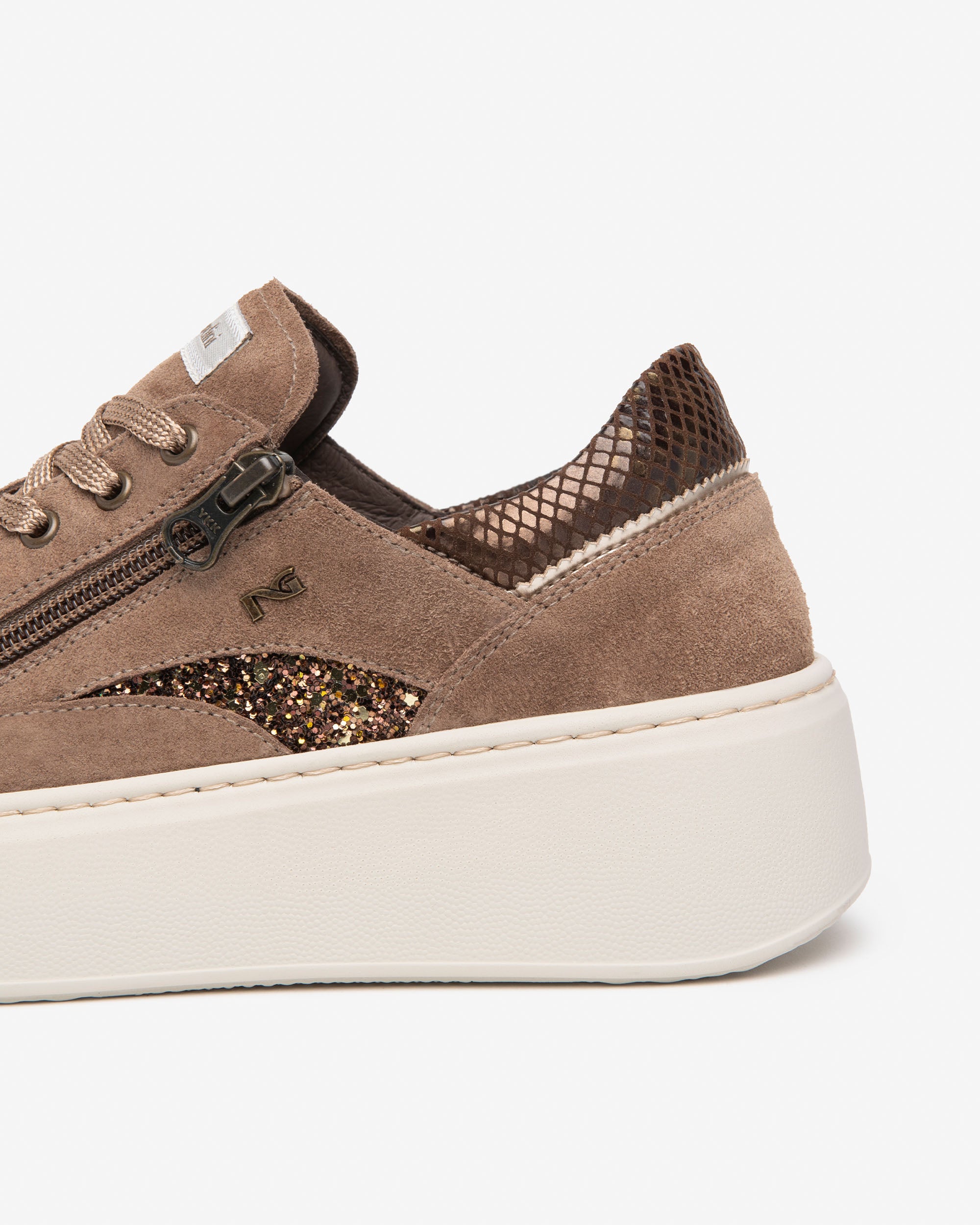 Nero Giardini Sneakers baskets femme daim plateforme zip cuir