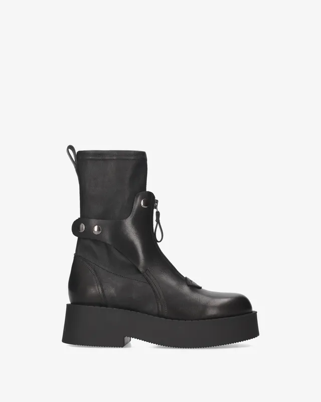 Premiata Boots bottines femme cuir noir cloutées plateforme