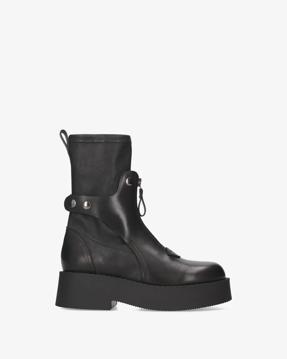 Premiata Boots bottines femme cuir noir cloutées plateforme