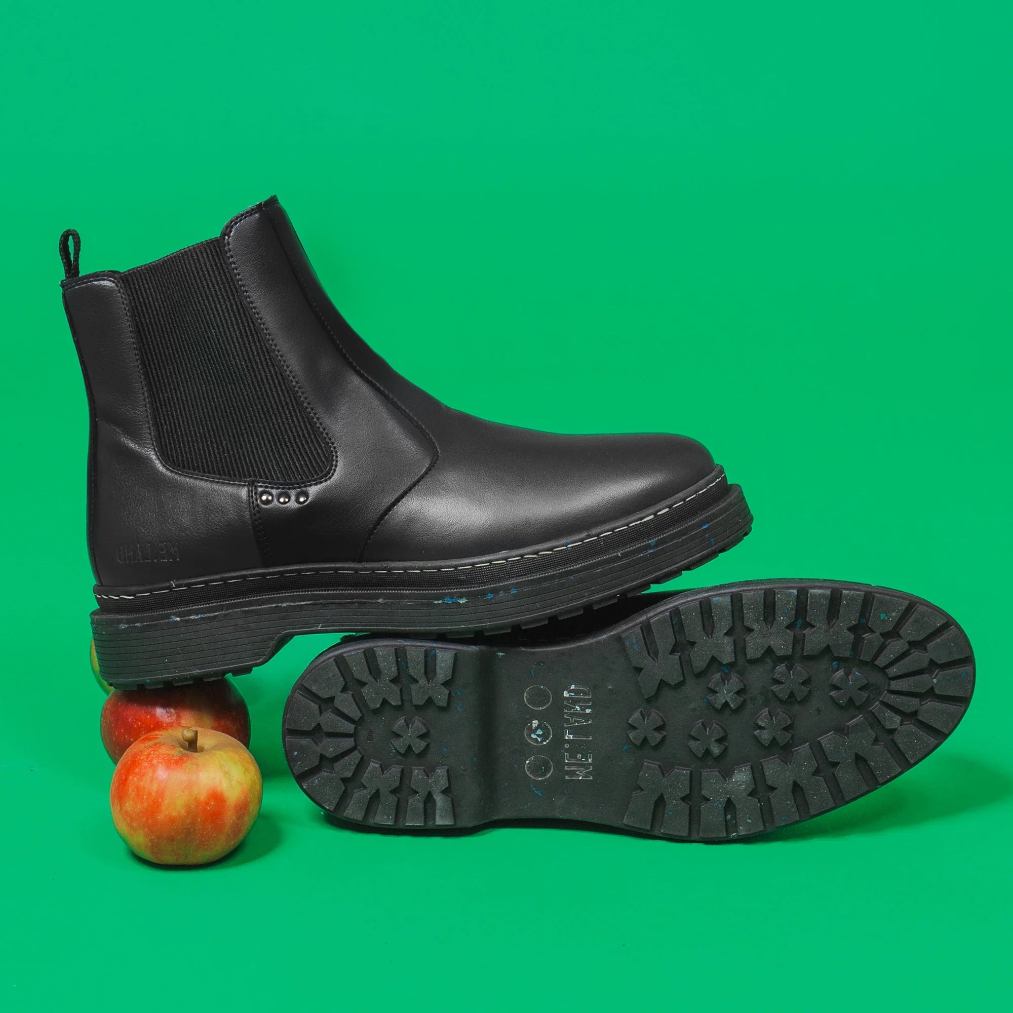 Me.Land Lander chelsea boots vegan noires cuir de pomme