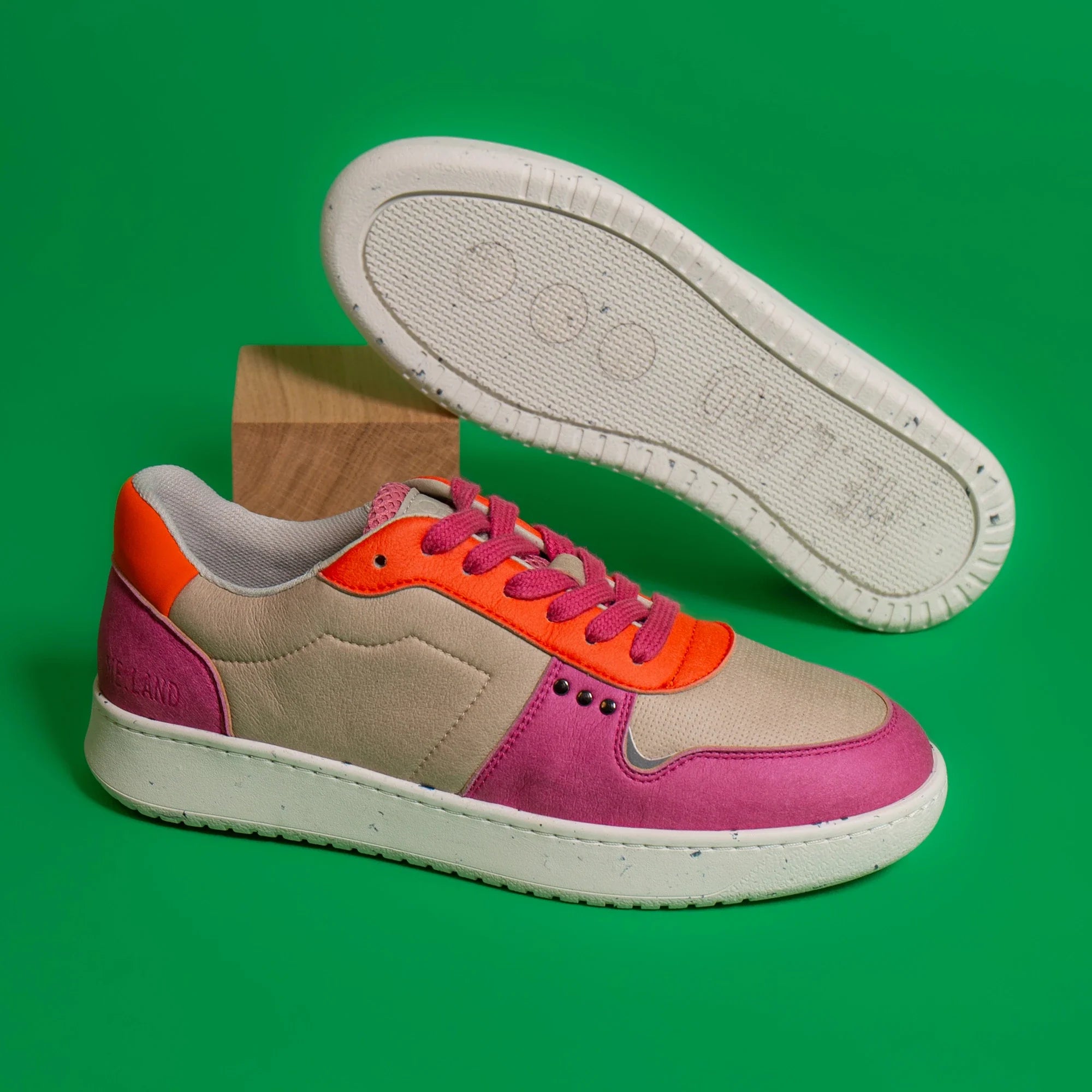 Me.Land Evan baskets vegan beige rose orange taille 38