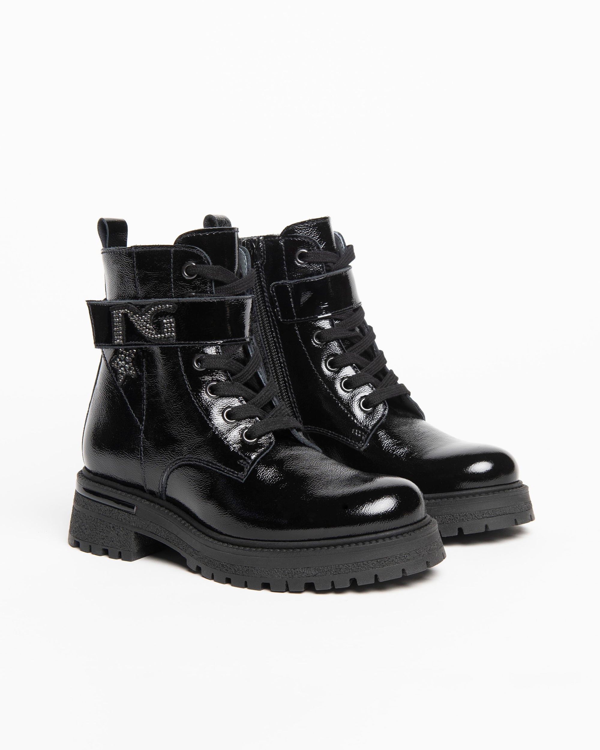 Nero Giardini Combat Boots bottines fille vernie strass