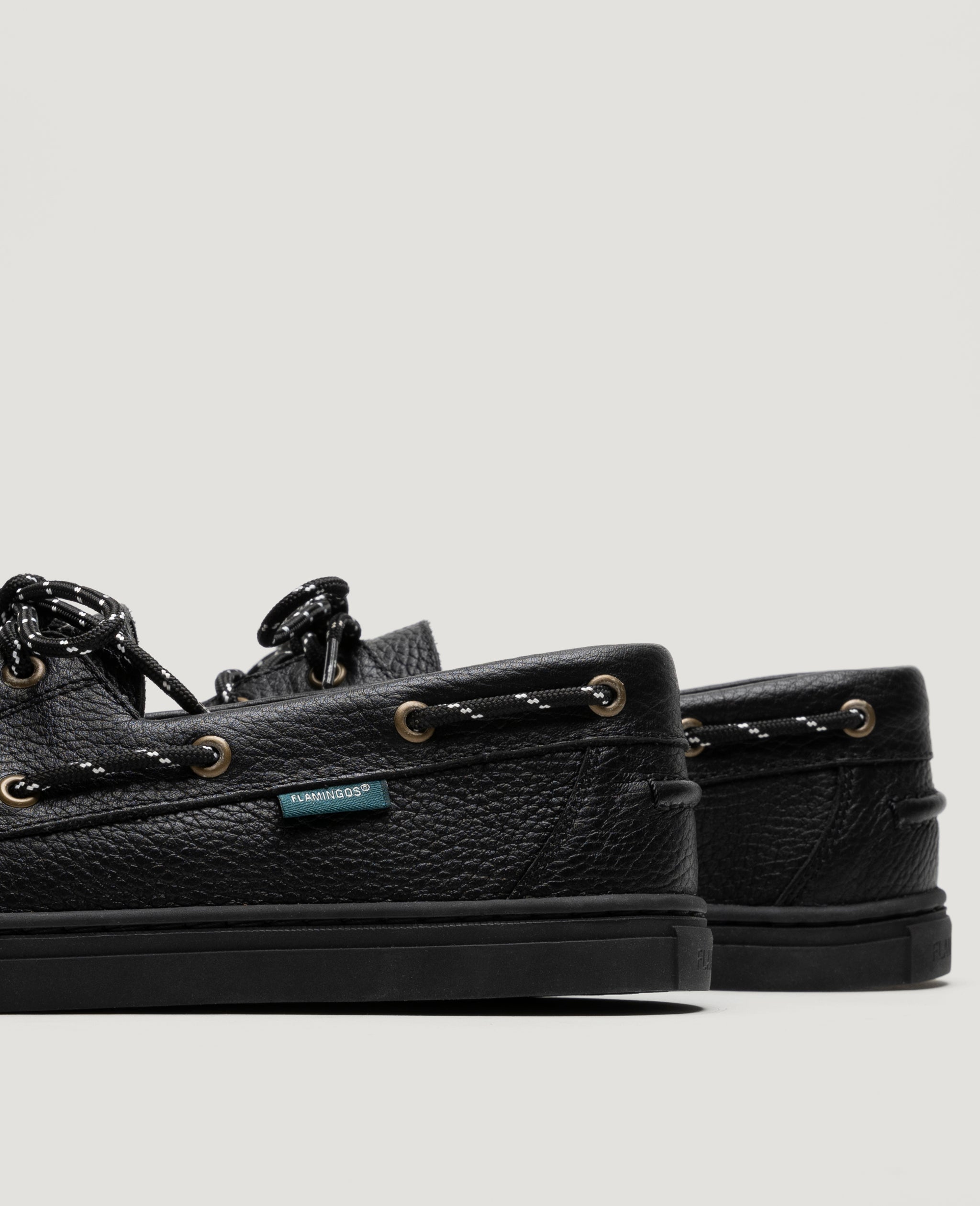 Flamingos Life Zero Boat Black chaussures bateau noir cuir