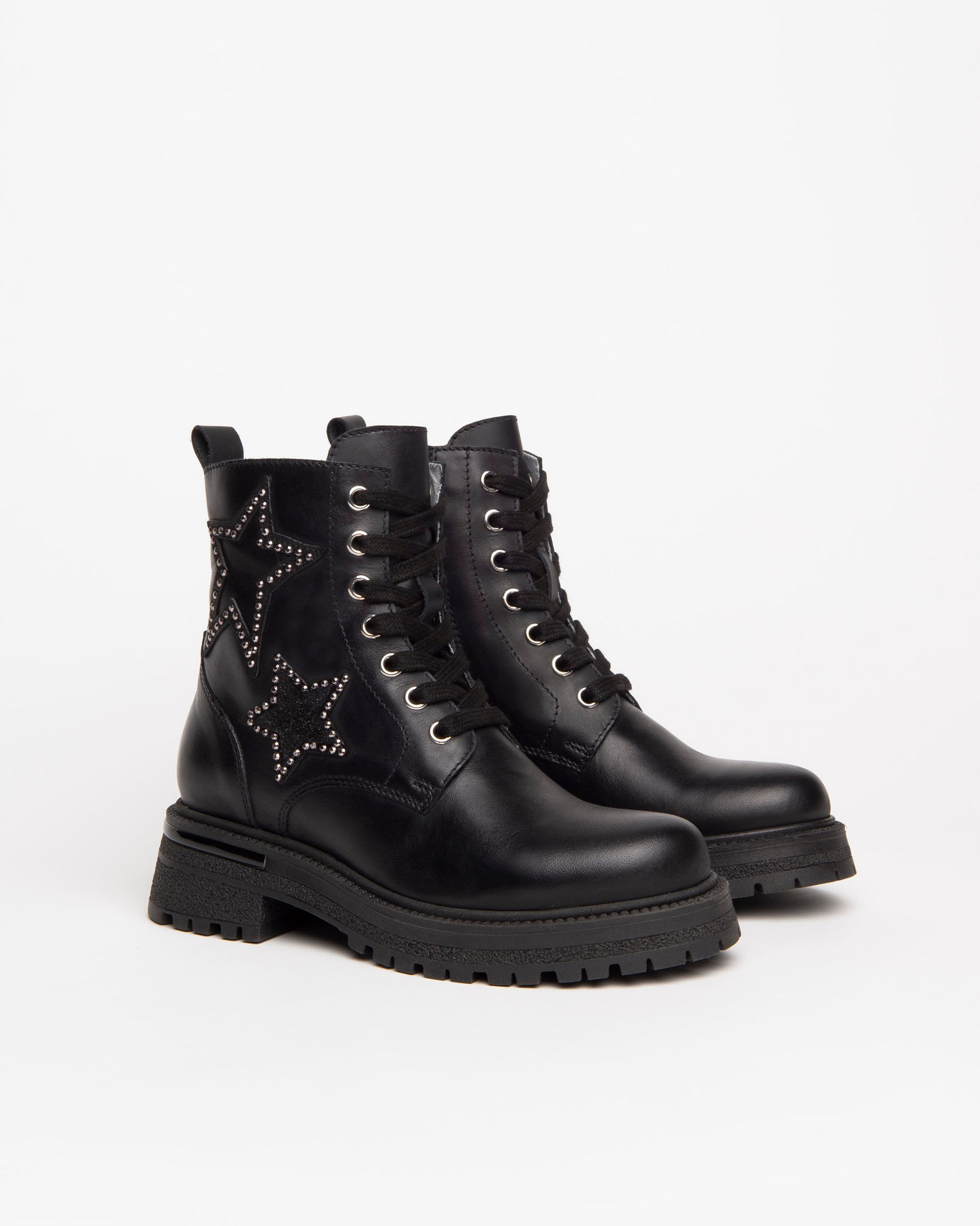 Nero Giardini Combat Boots bottines cuir fille strass