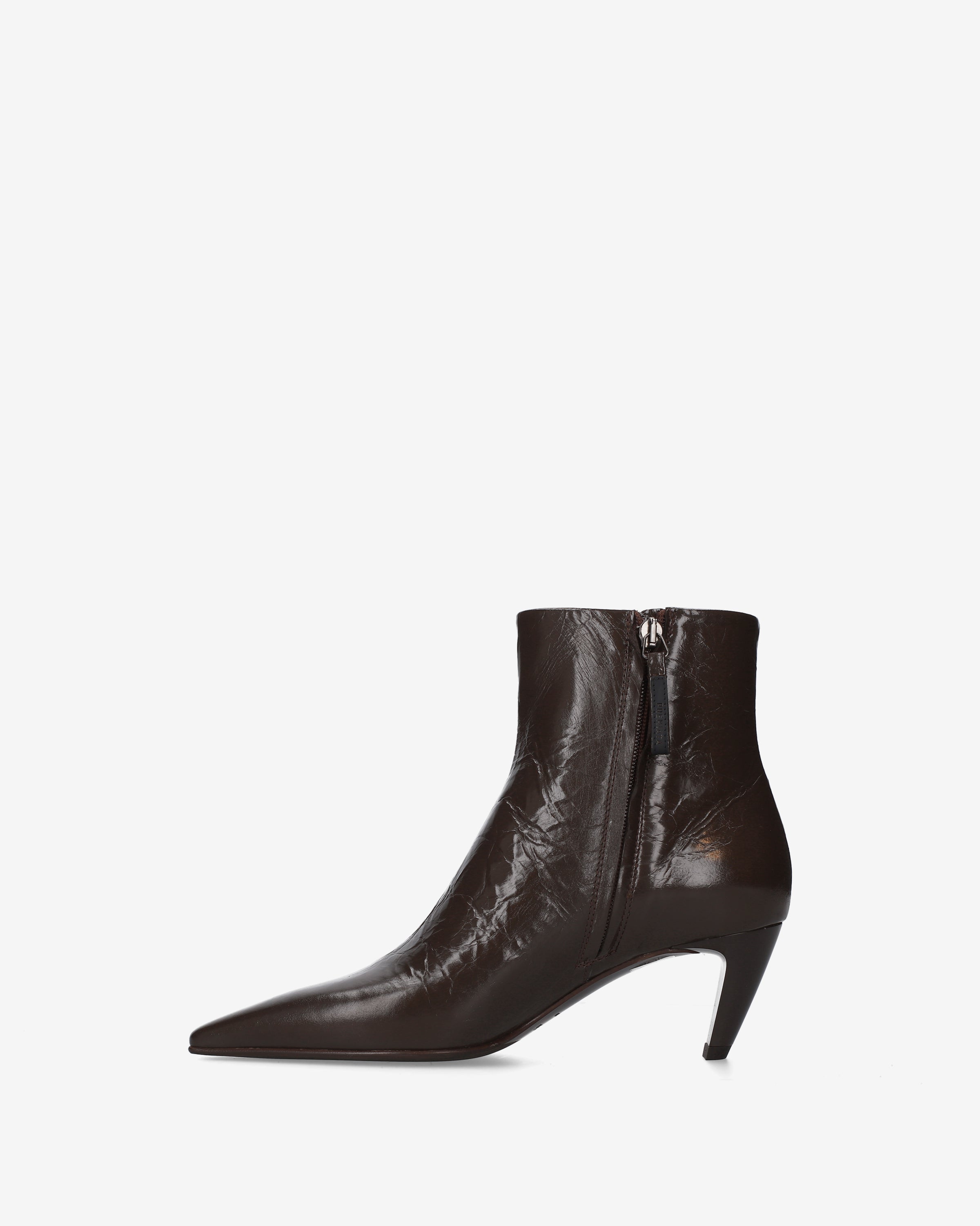 Premiata Boots bottines cuir verni marron talon 6 cm