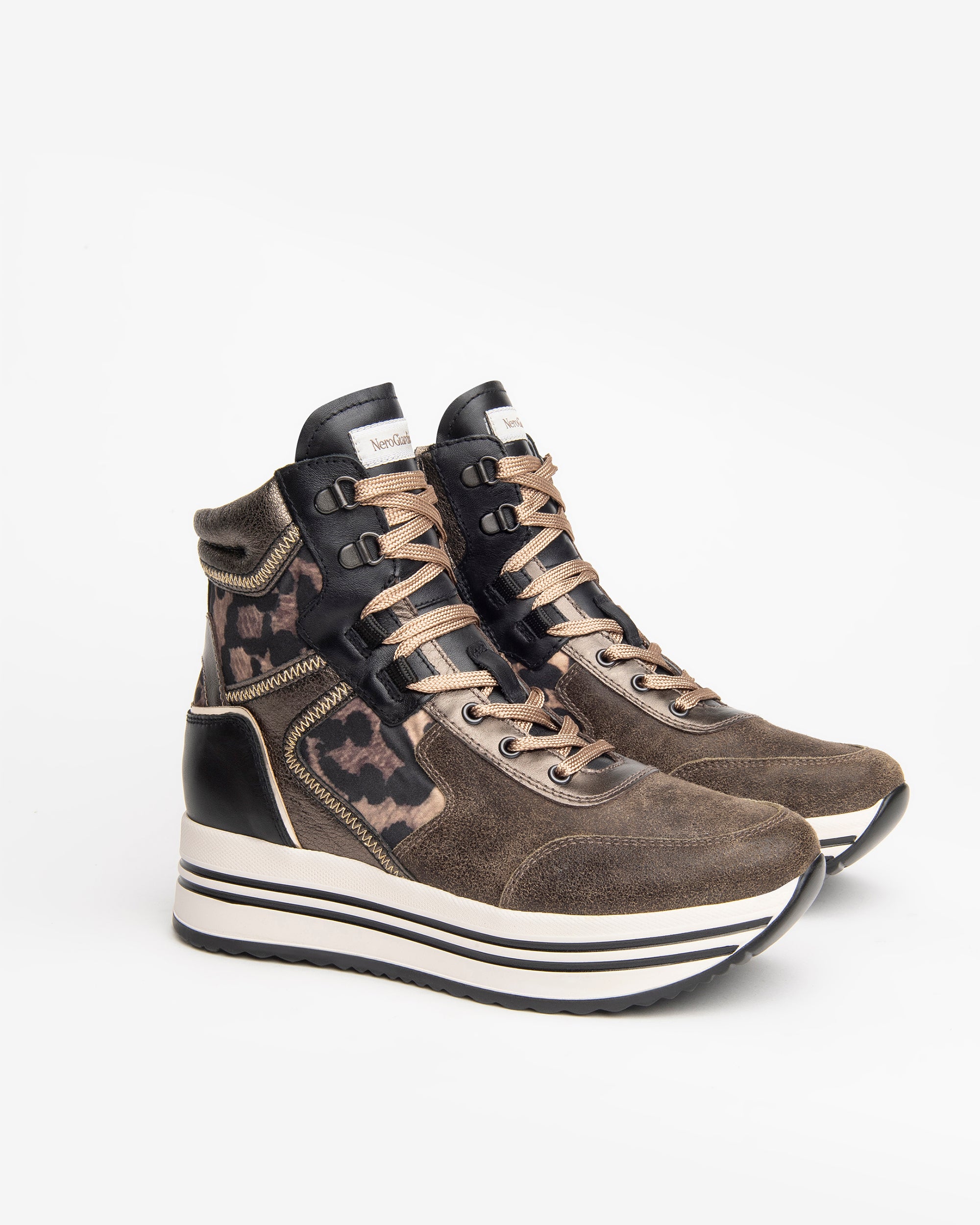 Nero Giardini Sneakers montantes cuir femme plateforme 4,5 cm