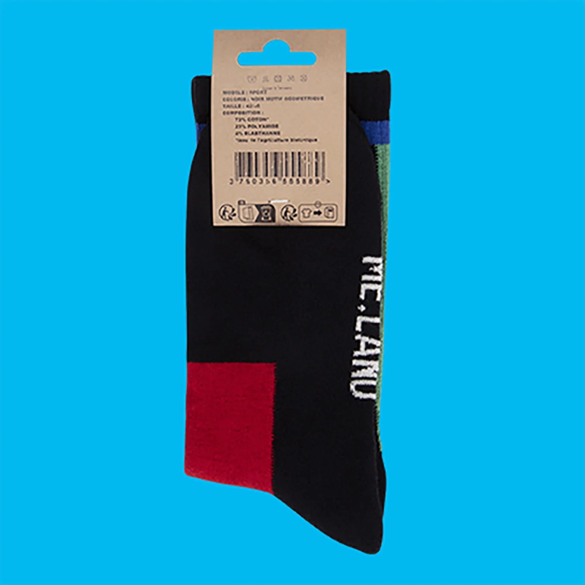 Me.Land Geo chaussettes sport coton bio noir géométrique