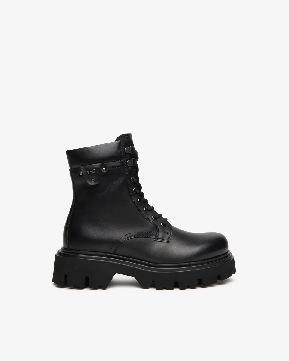 Nero Giardini Combat Boots rangers cuir femme talon 55mm