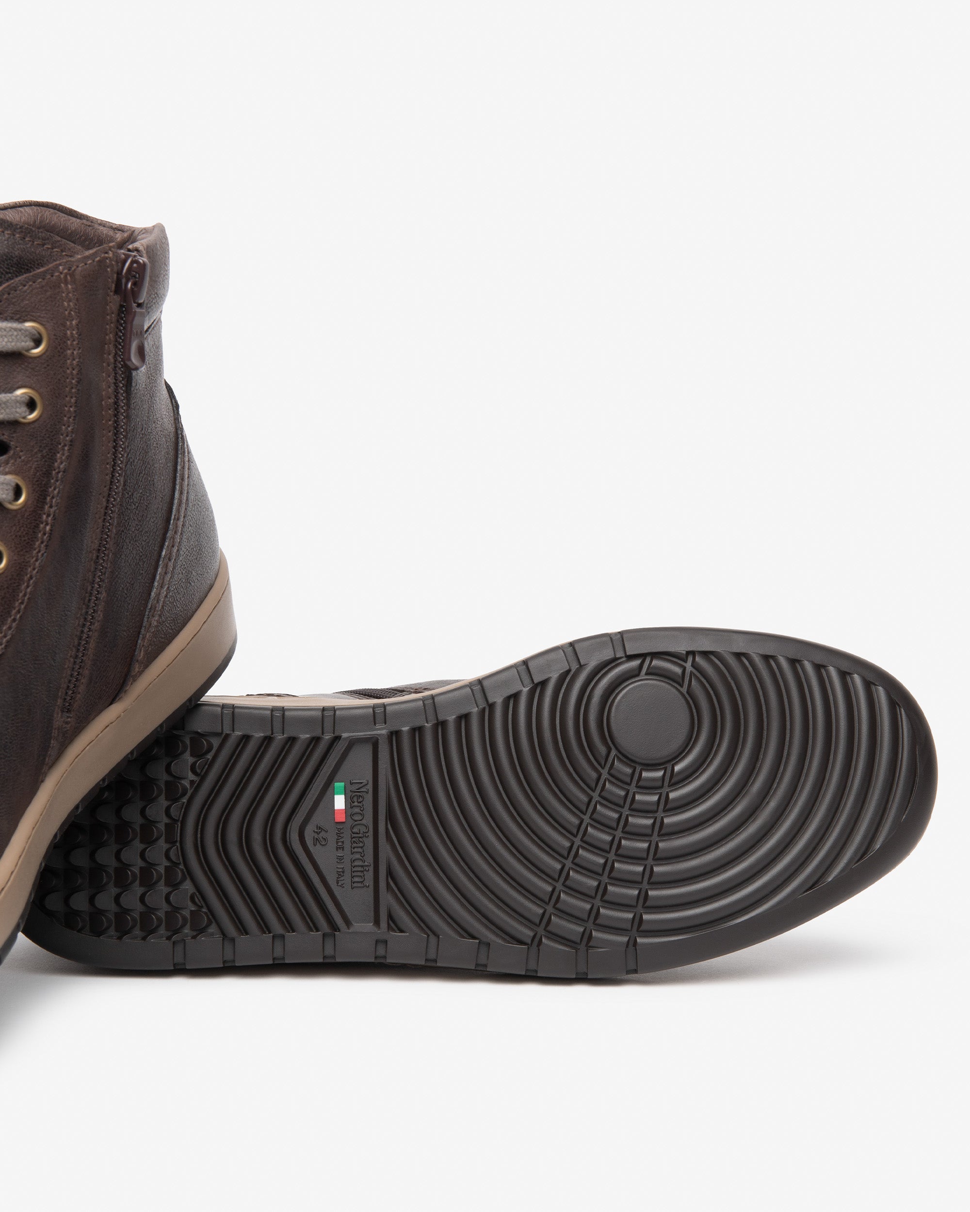 Nero Giardini Sneakers Baskets Montantes Cuir Homme Zip