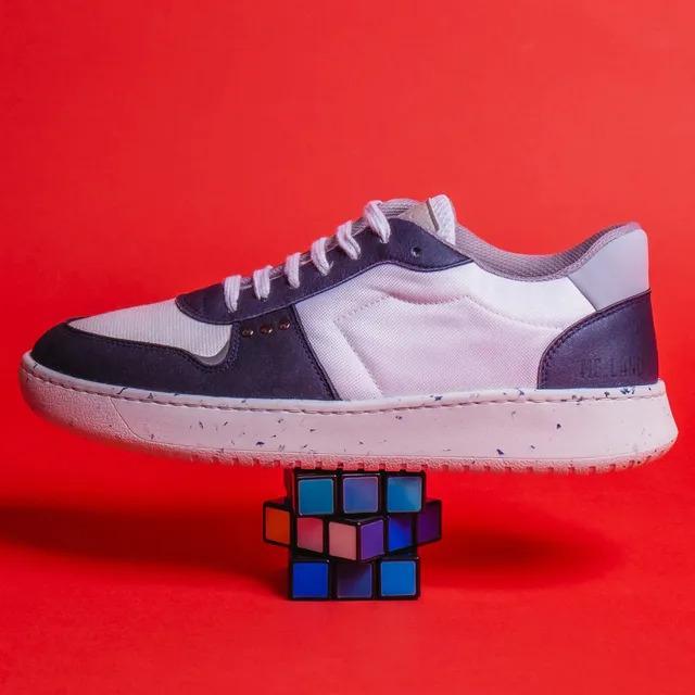 Me.Land Evan baskets vegan blanc bleu marine recyclées