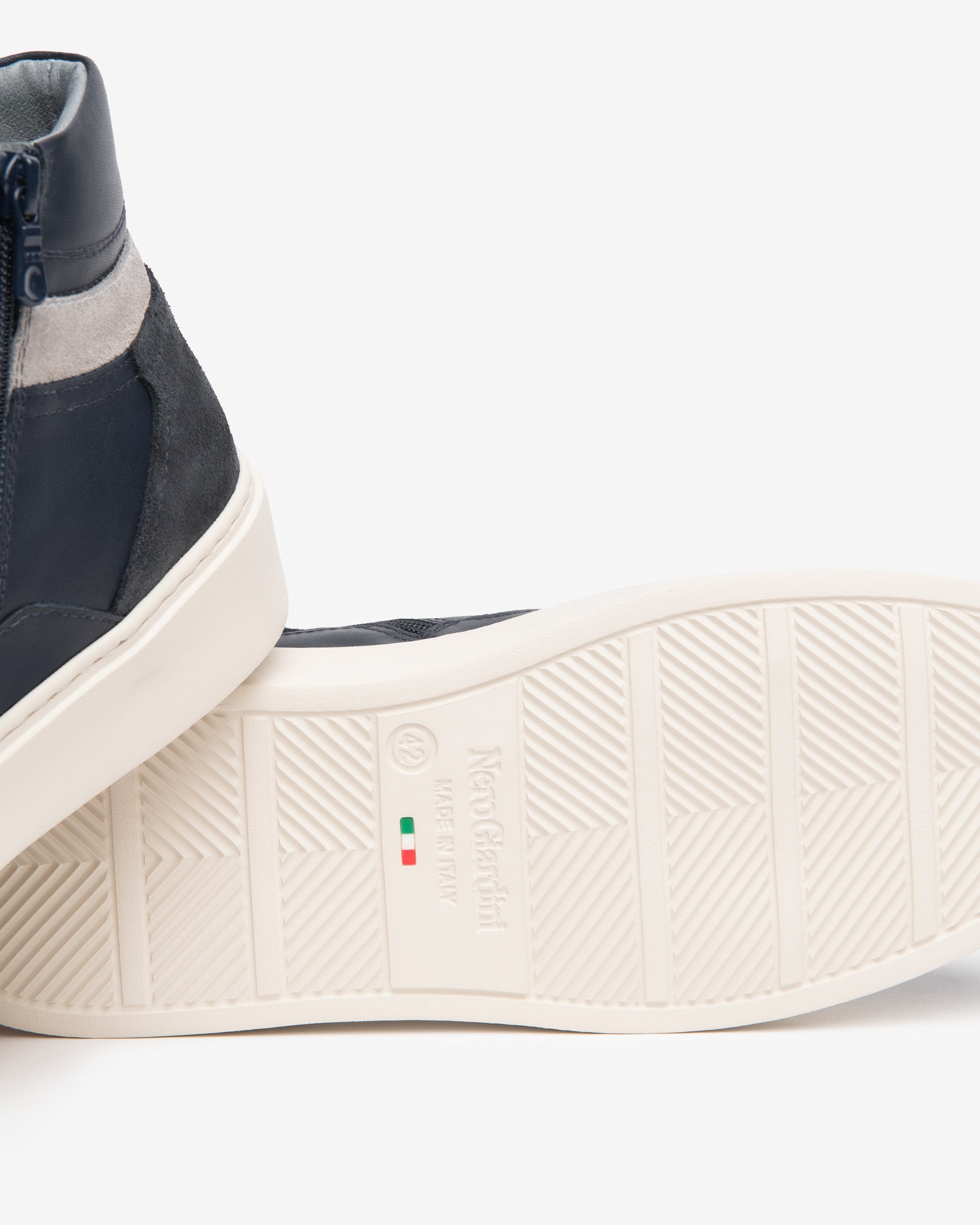 Nero Giardini Sneakers baskets homme montantes cuir daim zip