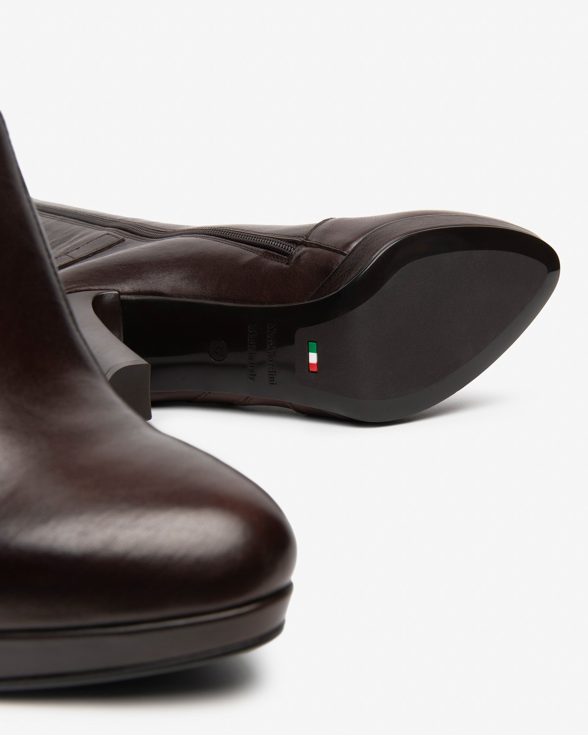 Nero Giardini Boots bottes cuir femme talon bloc 10 cm