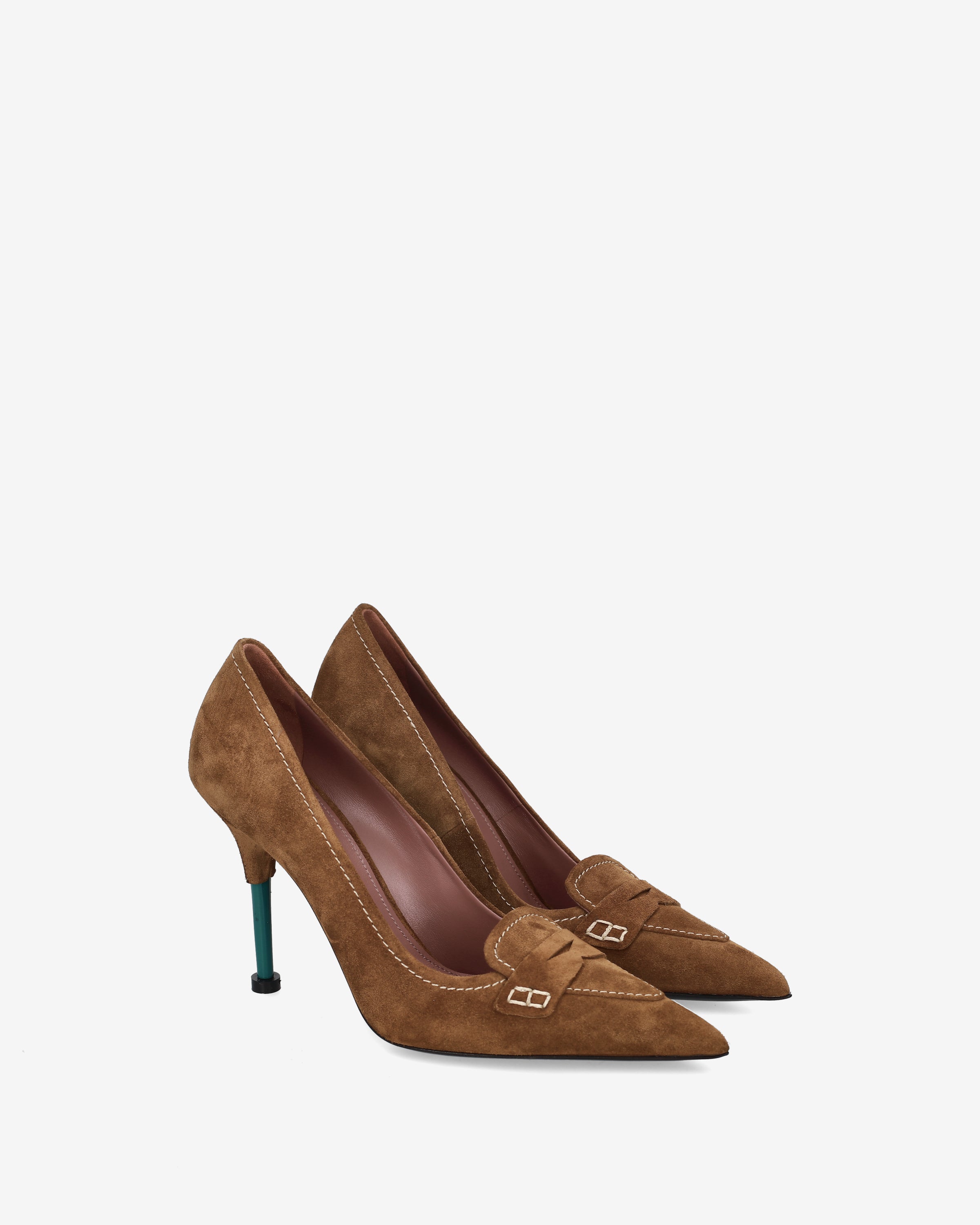Premiata escarpins daim tabac talon 10 cm 38
