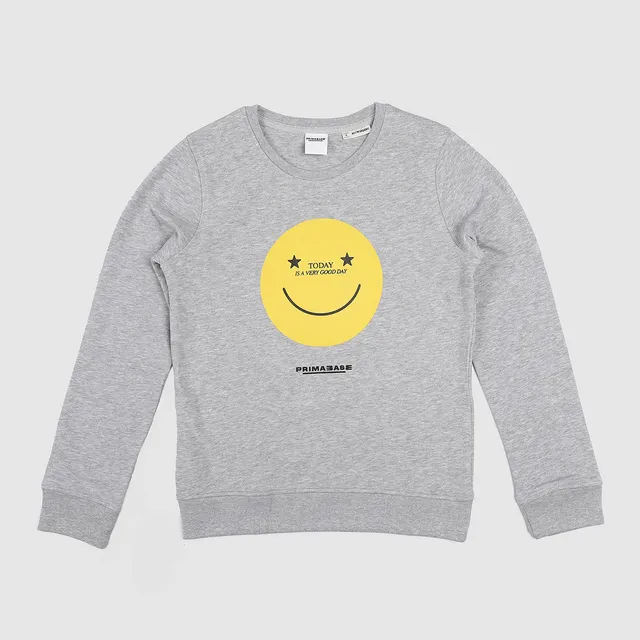 Primabase Leitmotiv sweat Smile gris coton bio
