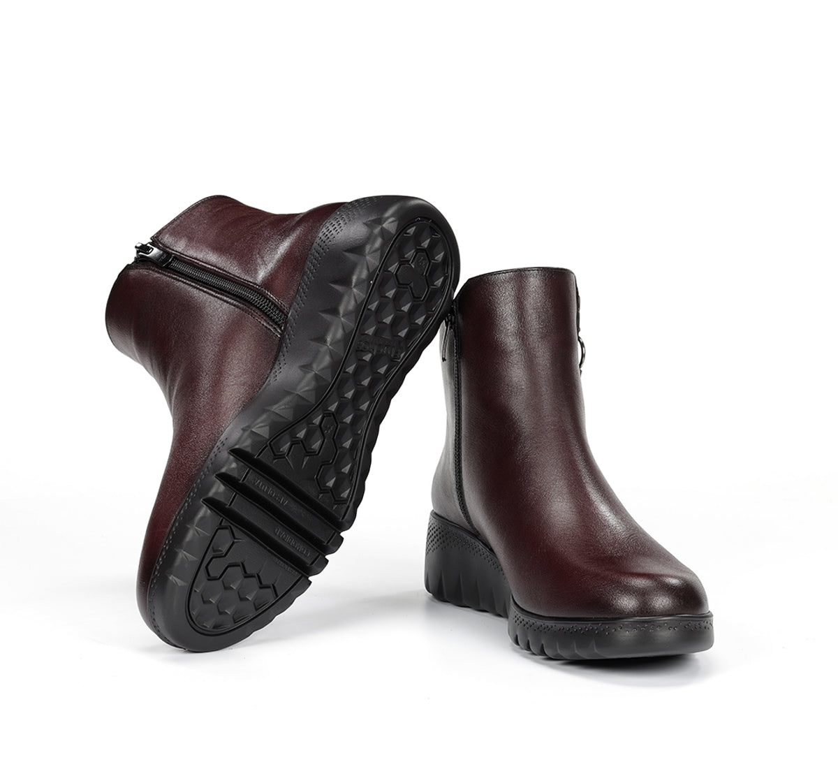 Fluchos Live F2100 bottines femme bordeaux compensées